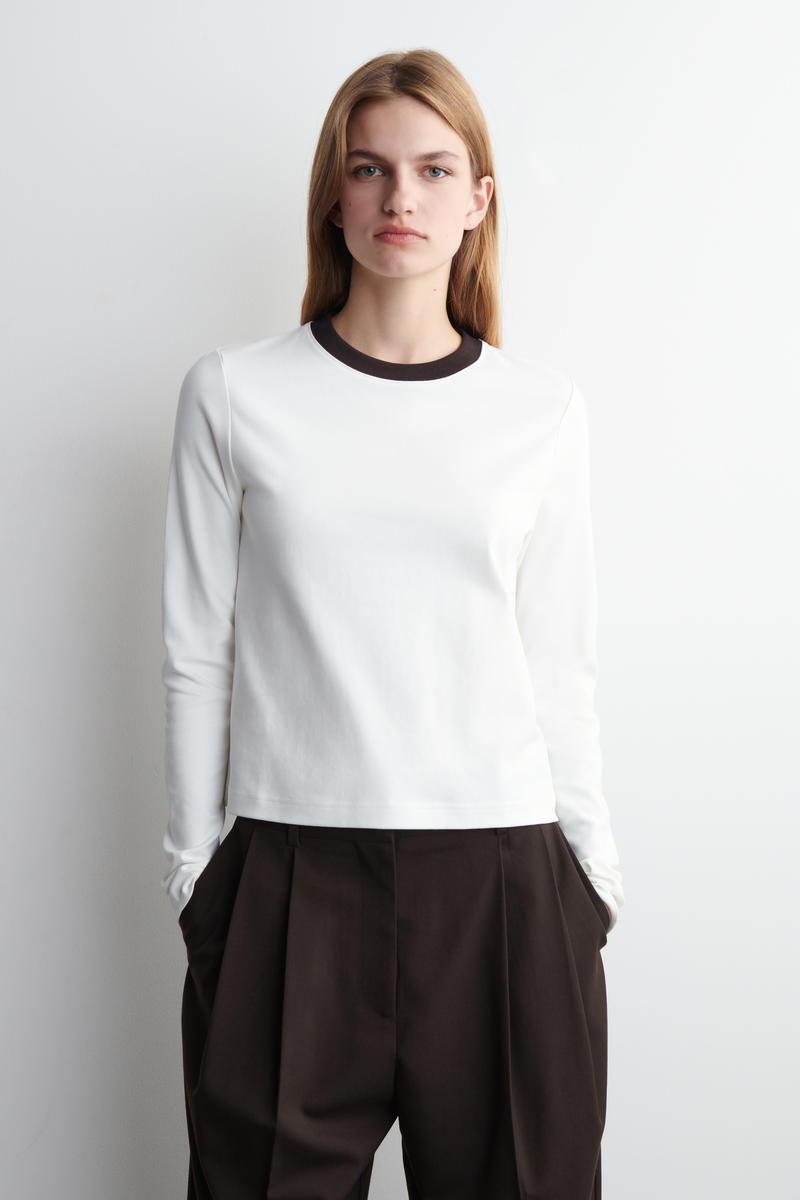 Cos Clean Cut Regular Long-sleeved T-shirt In White