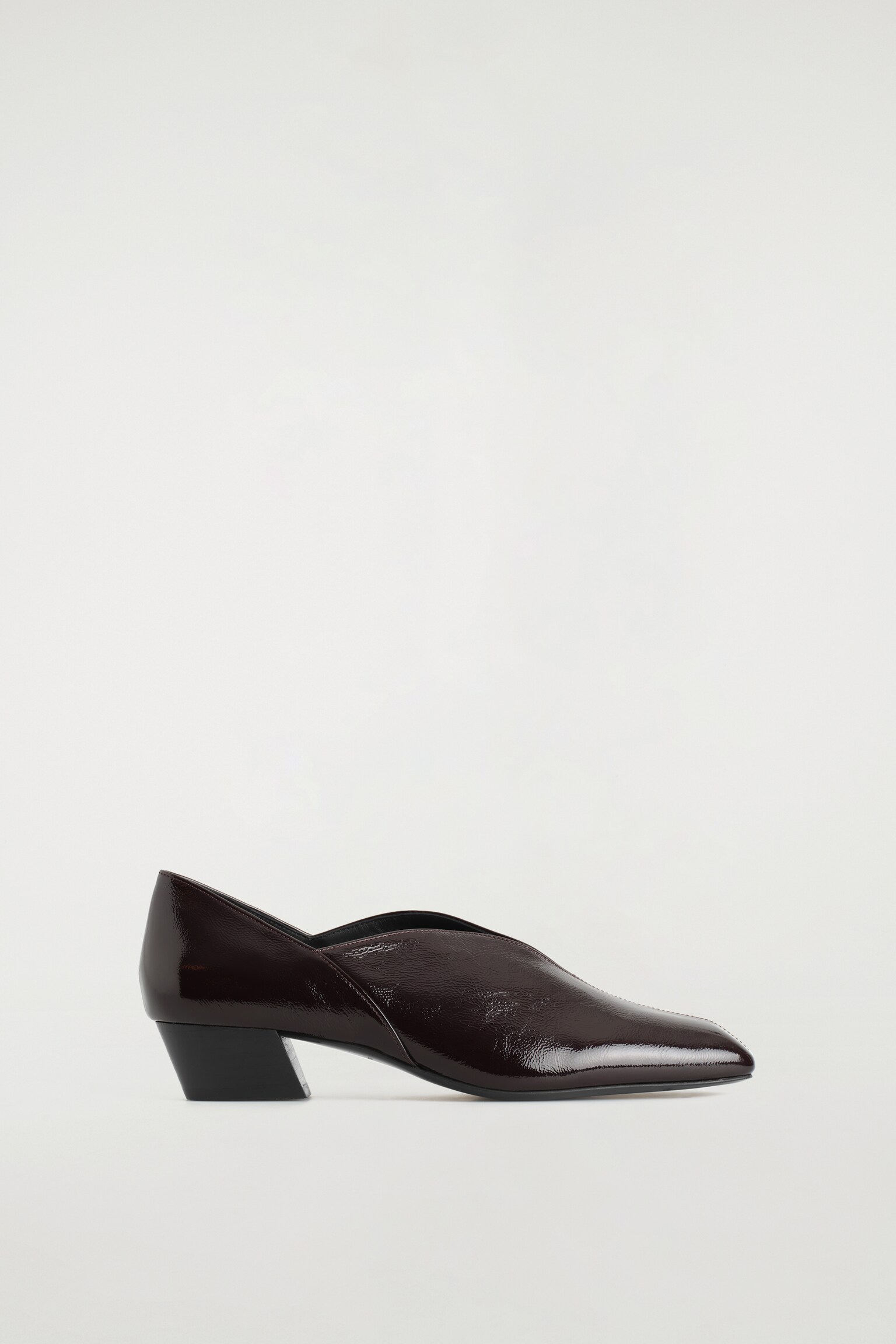 ANGULAR LEATHER HEELED BALLERINAS - BURGUNDY - 2