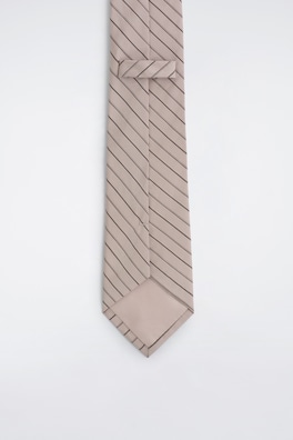STRIPED COTTON-SILK TIE — PINK / BROWN / STRIPED 5
