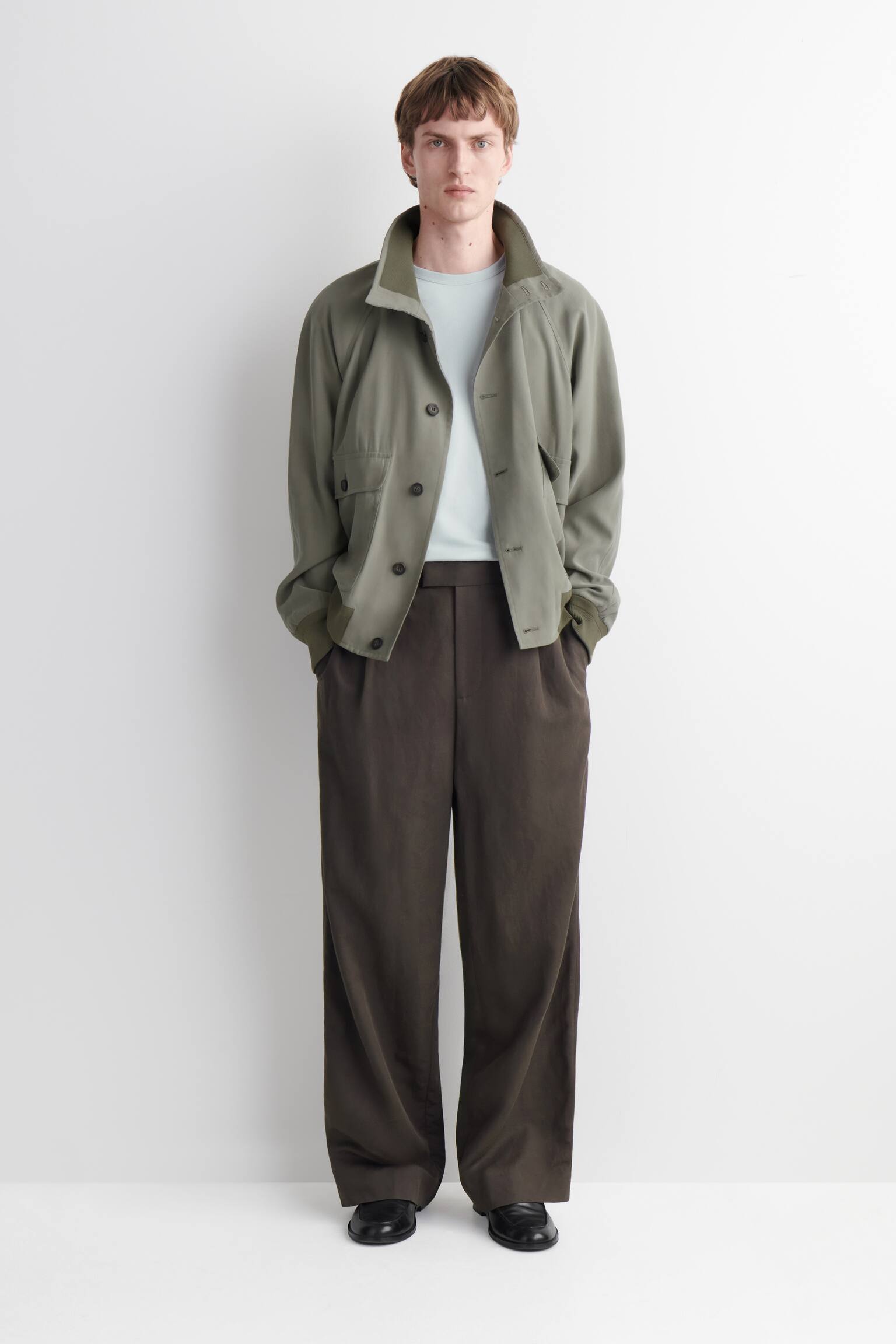 CAMISA DE ALGODÓN CEPILLADO - AZUL ACERO/BLANCO/NEGRO/AZUL MARINO/CAQUI OSCURO - 5