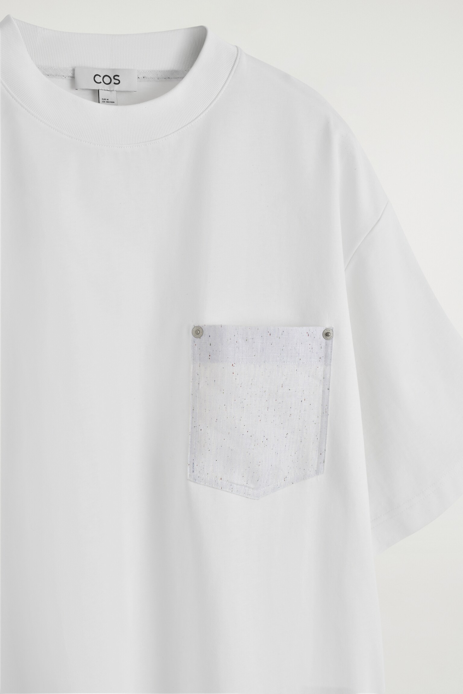 T-SHIRT OVERSIZE À POCHE TISSÉE - BLANC - 3