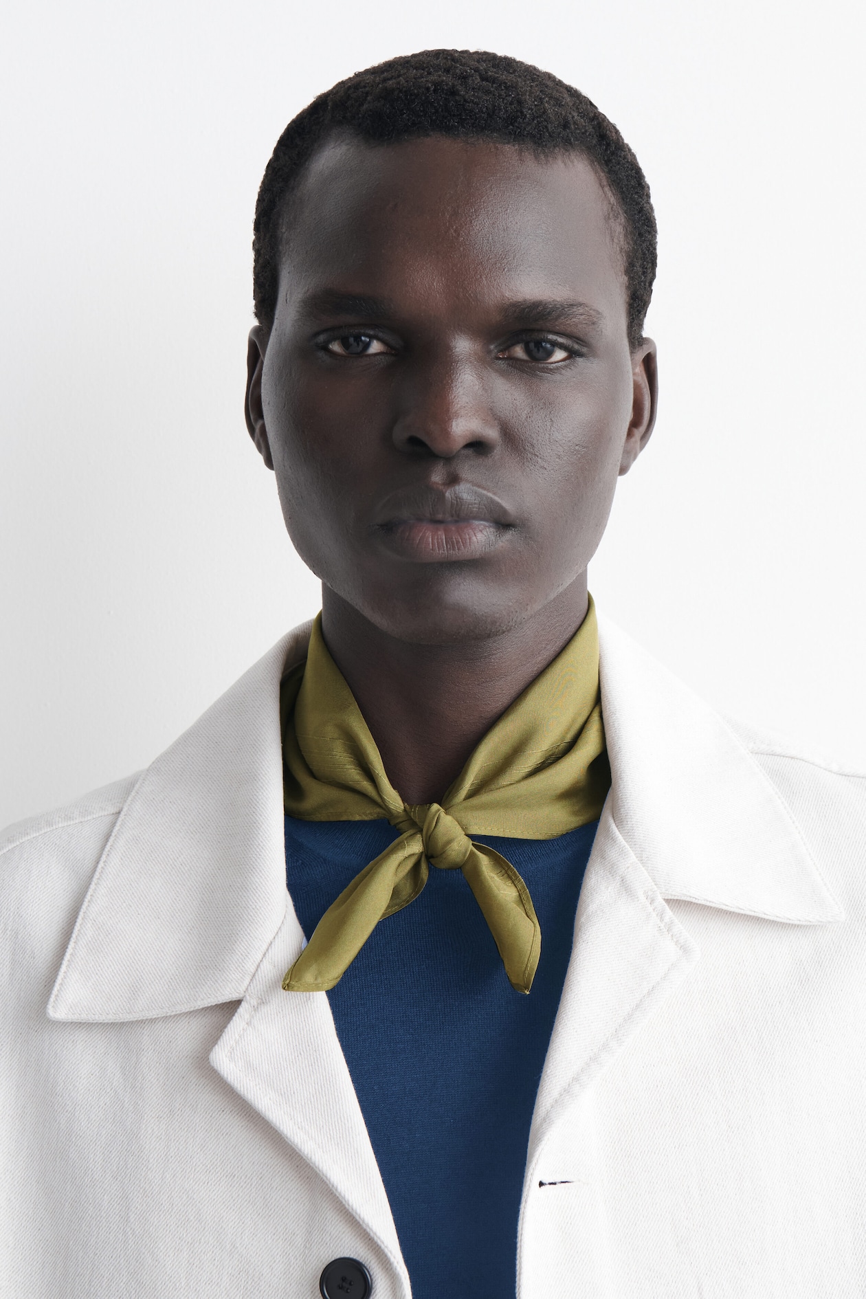 SILK HANDKERCHIEF SCARF — OLIVE GREEN