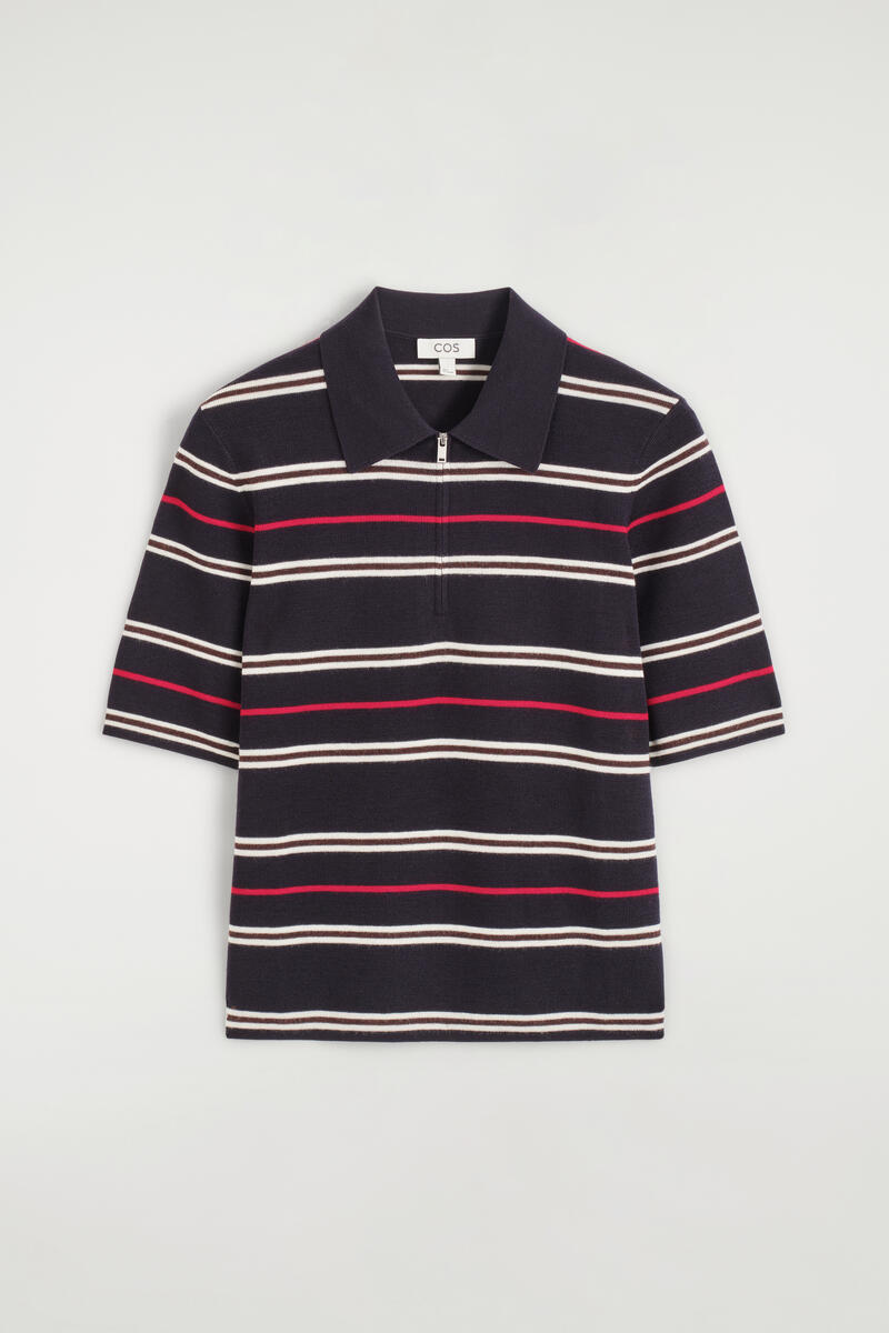 Merino Wool Zip-Up Polo Shirt