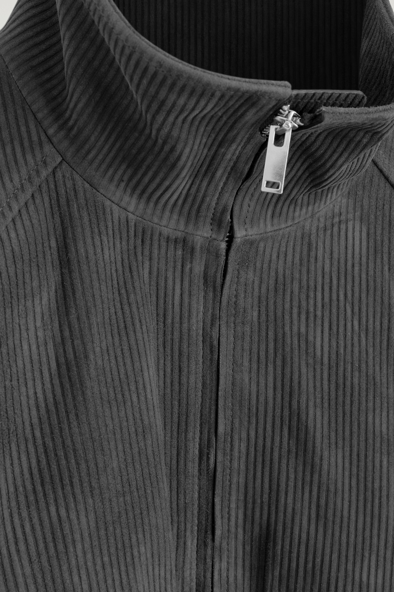 CORDED SUEDE PADDED JACKET — ANTHRACITE
