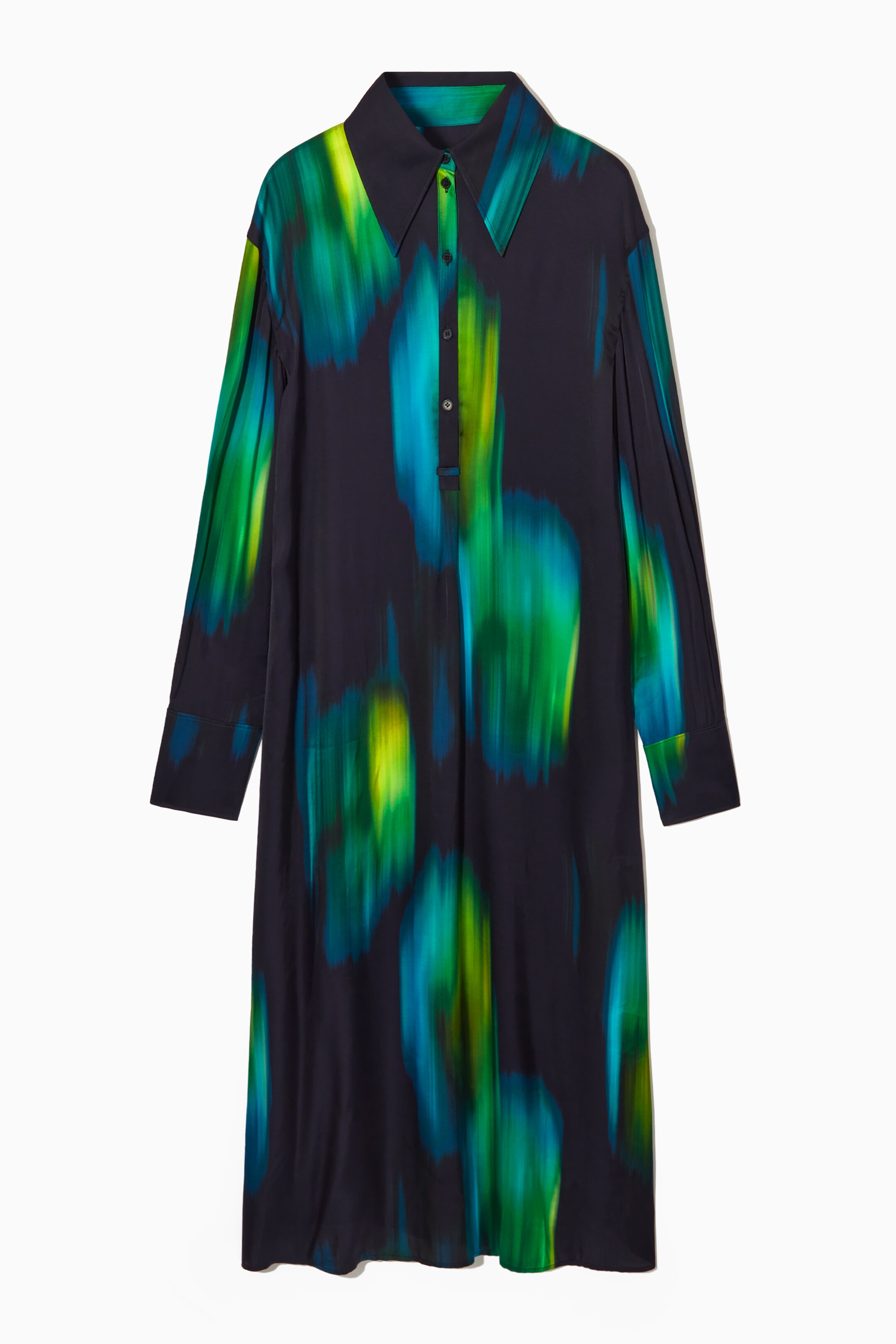 View larger image: PRINTED MIDI SHIRT DRESS - DARK GREEN / PURPLE / ABSTRACT - Ladies | H&M GB 1