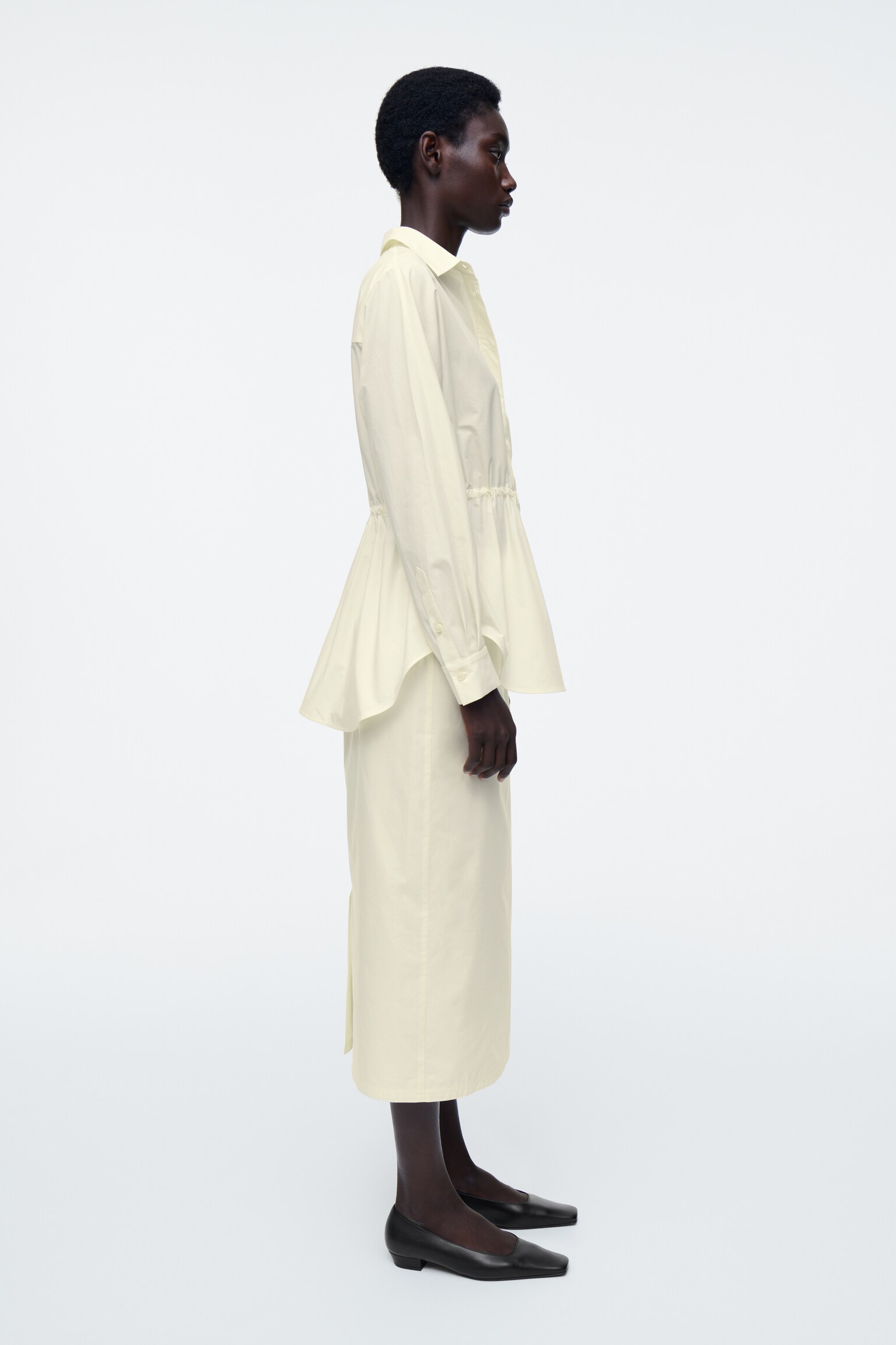 CHEMISE À TAILLE AJUSTABLE - JAUNE BEURRE/BLEU MARINE - 7