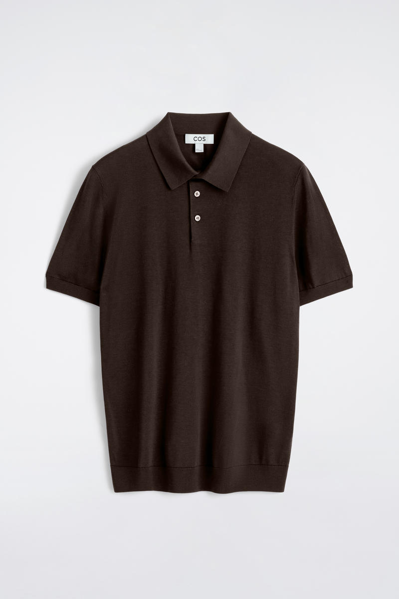Slim Knitted Silk Polo Shirt in Red