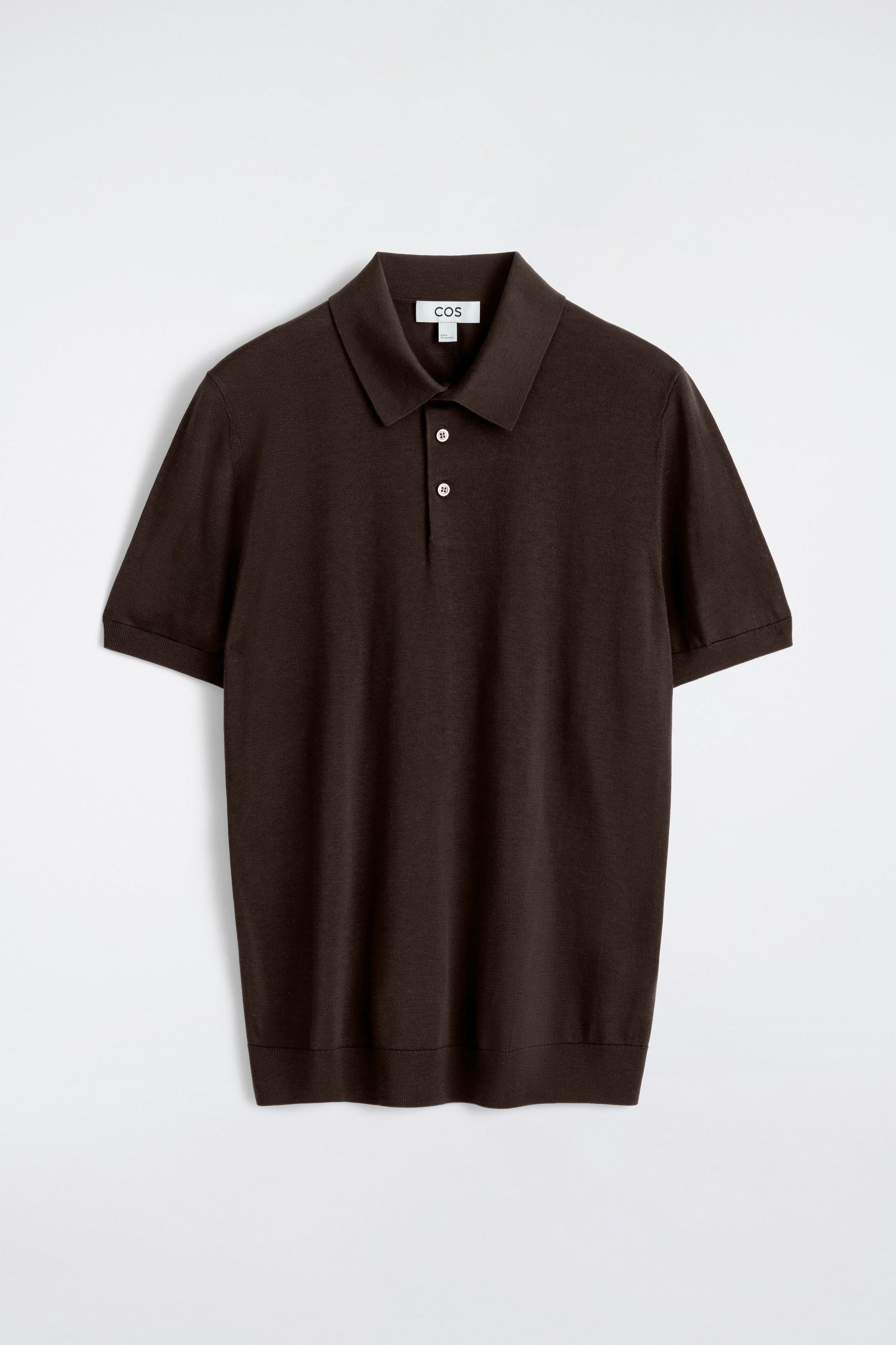SLIM KNITTED SILK POLO SHIRT - BROWN | COS
