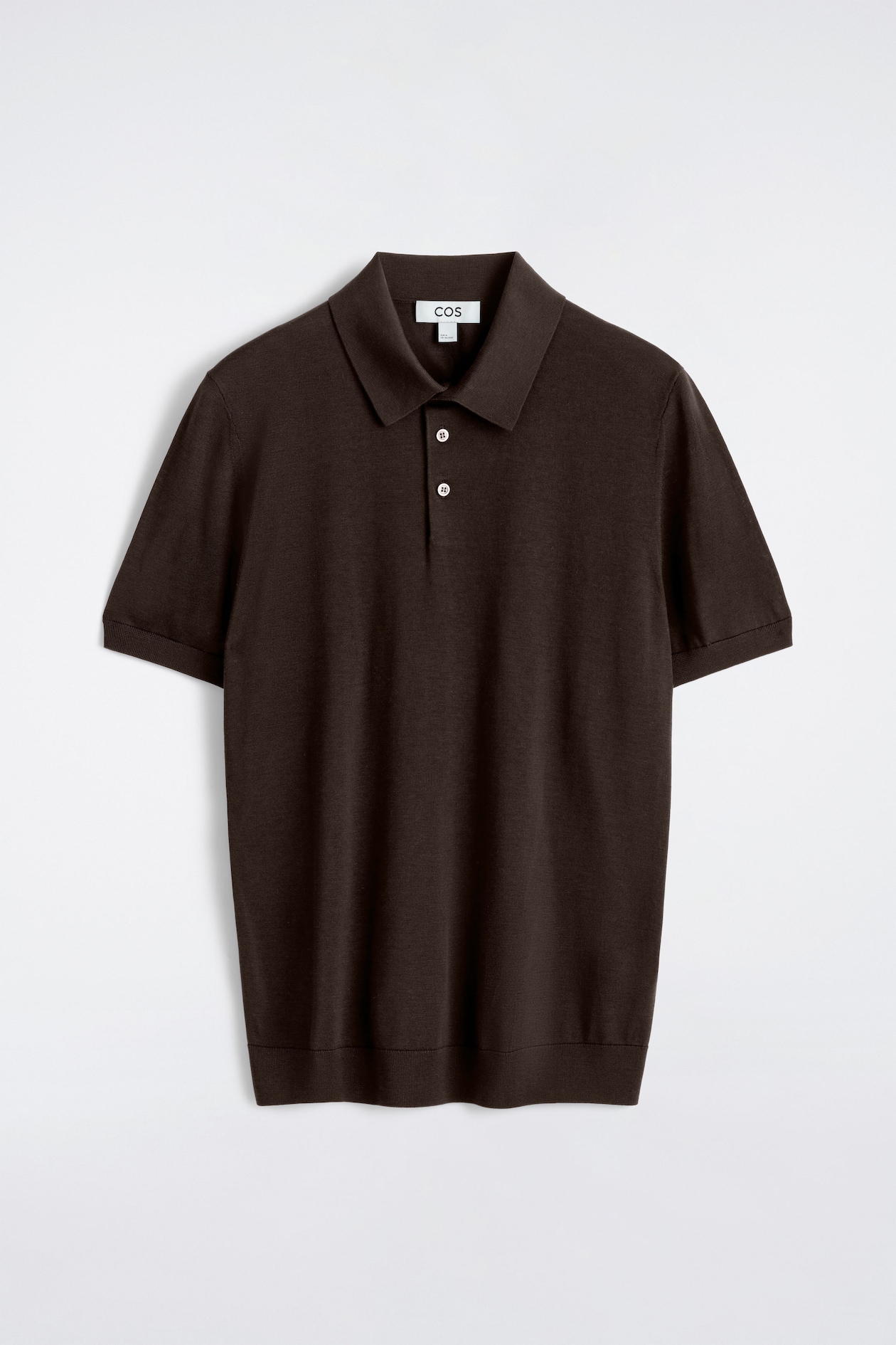 SLIM KNITTED SILK POLO SHIRT — BROWN