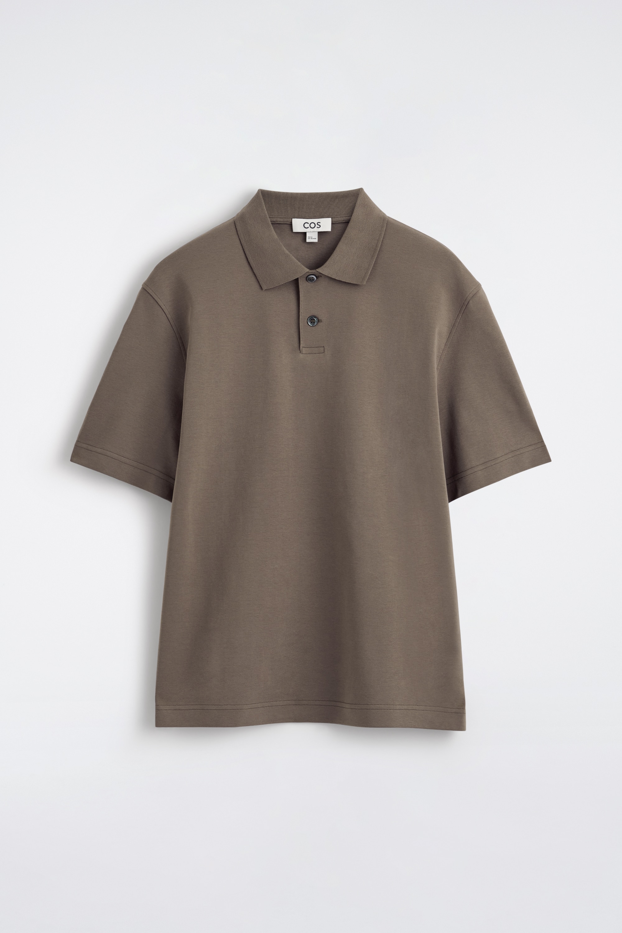 TRICOU POLO DIN BUMBAC INTERLOCK - BEJ ÎNCHIS/GRI ÎNCHIS