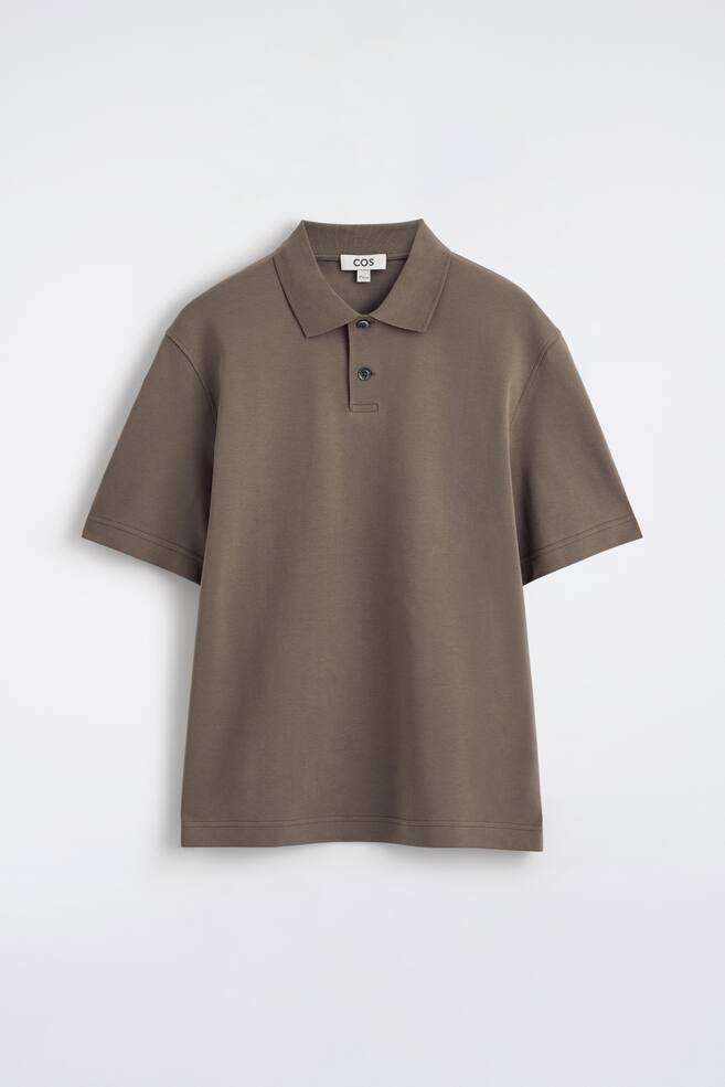 POLOSHIRT AUS INTERLOCK-BAUMWOLLE - DUNKLES BEIGE/DUNKELGRAU - 1