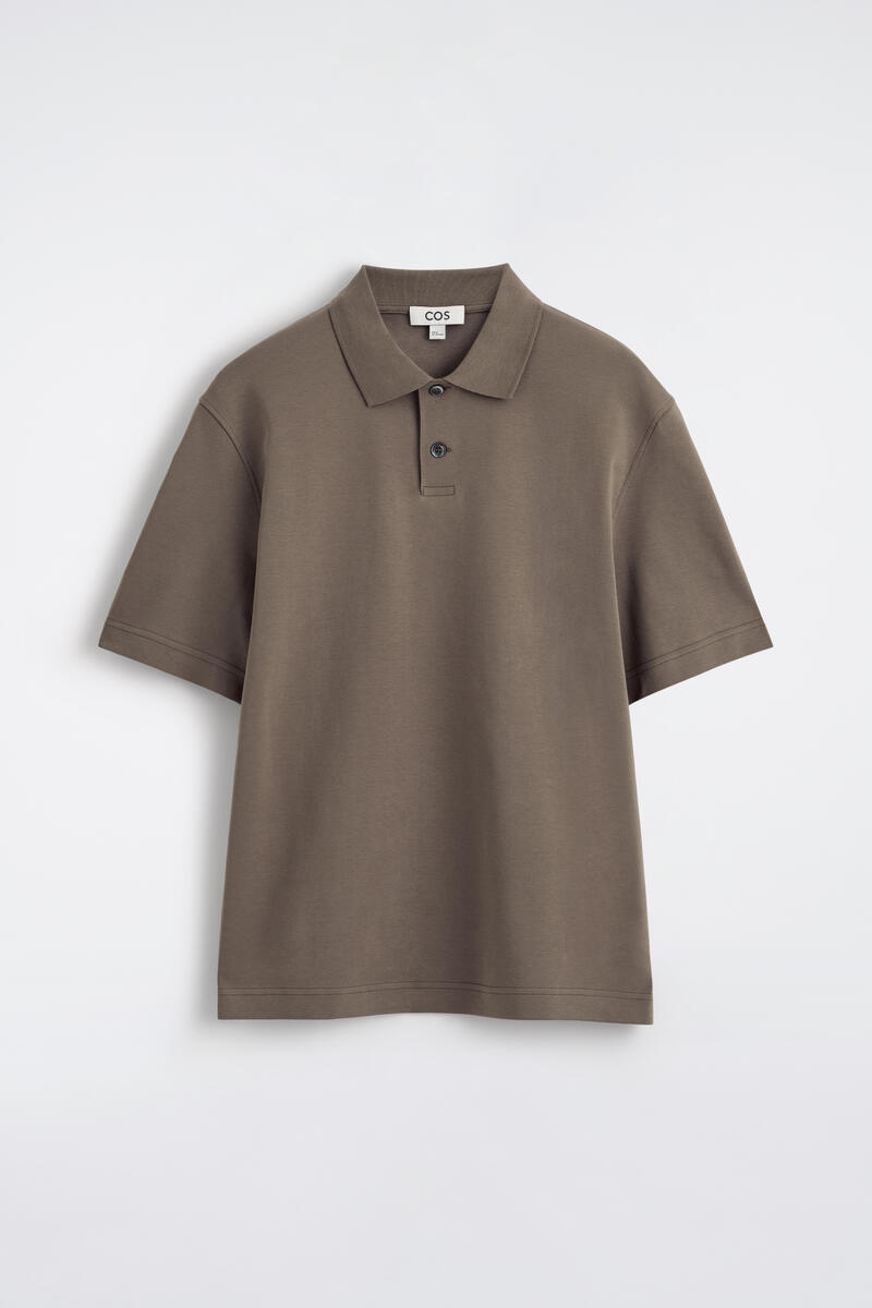 Interlock Cotton Polo Shirt in Brown