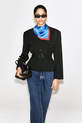 BELTED PEPLUM JACKET — BLACK 3