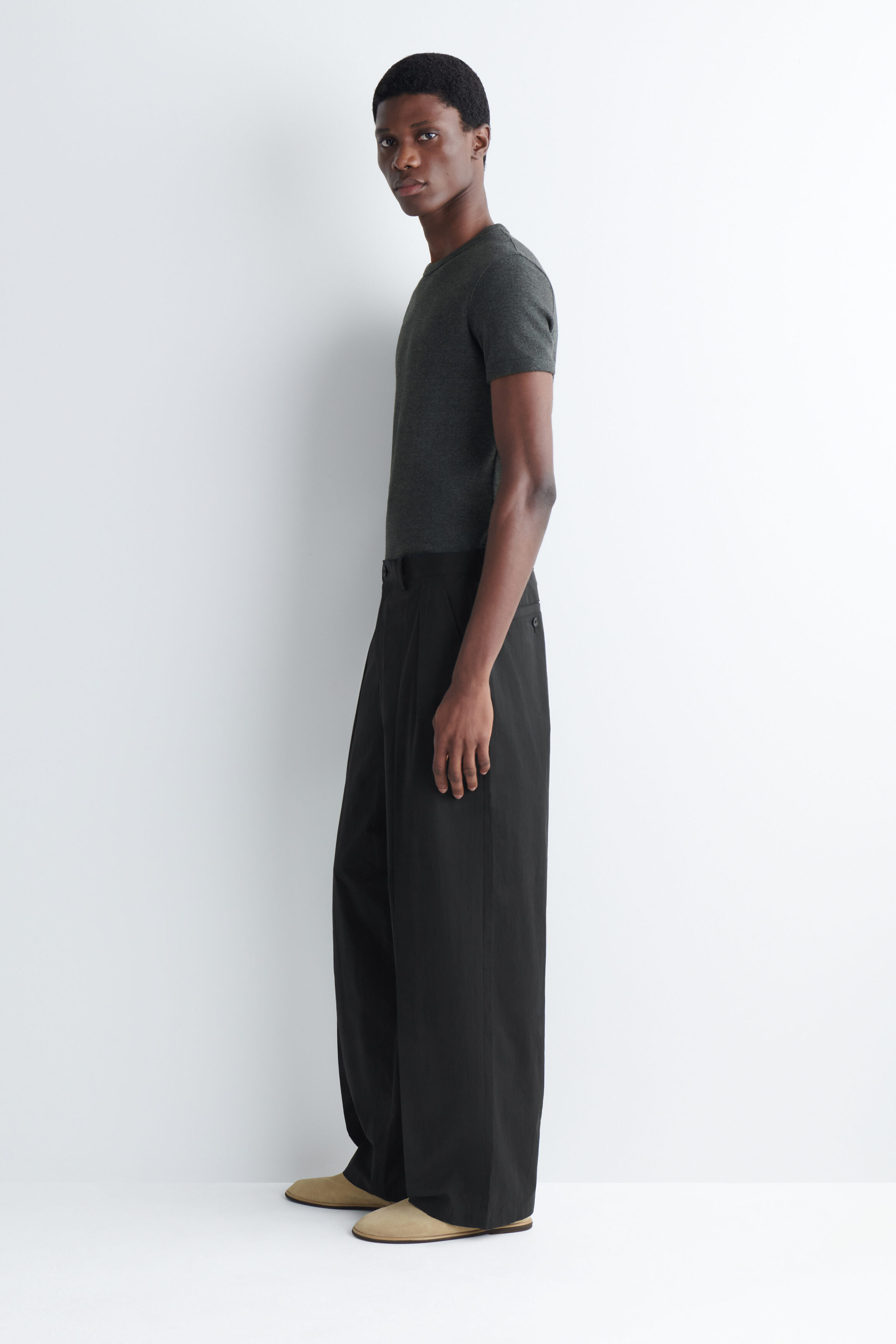 SLIM RIBBED COTTON T-SHIRT - CHARCOAL | COS US