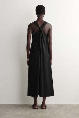 TWIST-BACK JERSEY MIDI DRESS — BLACK 3