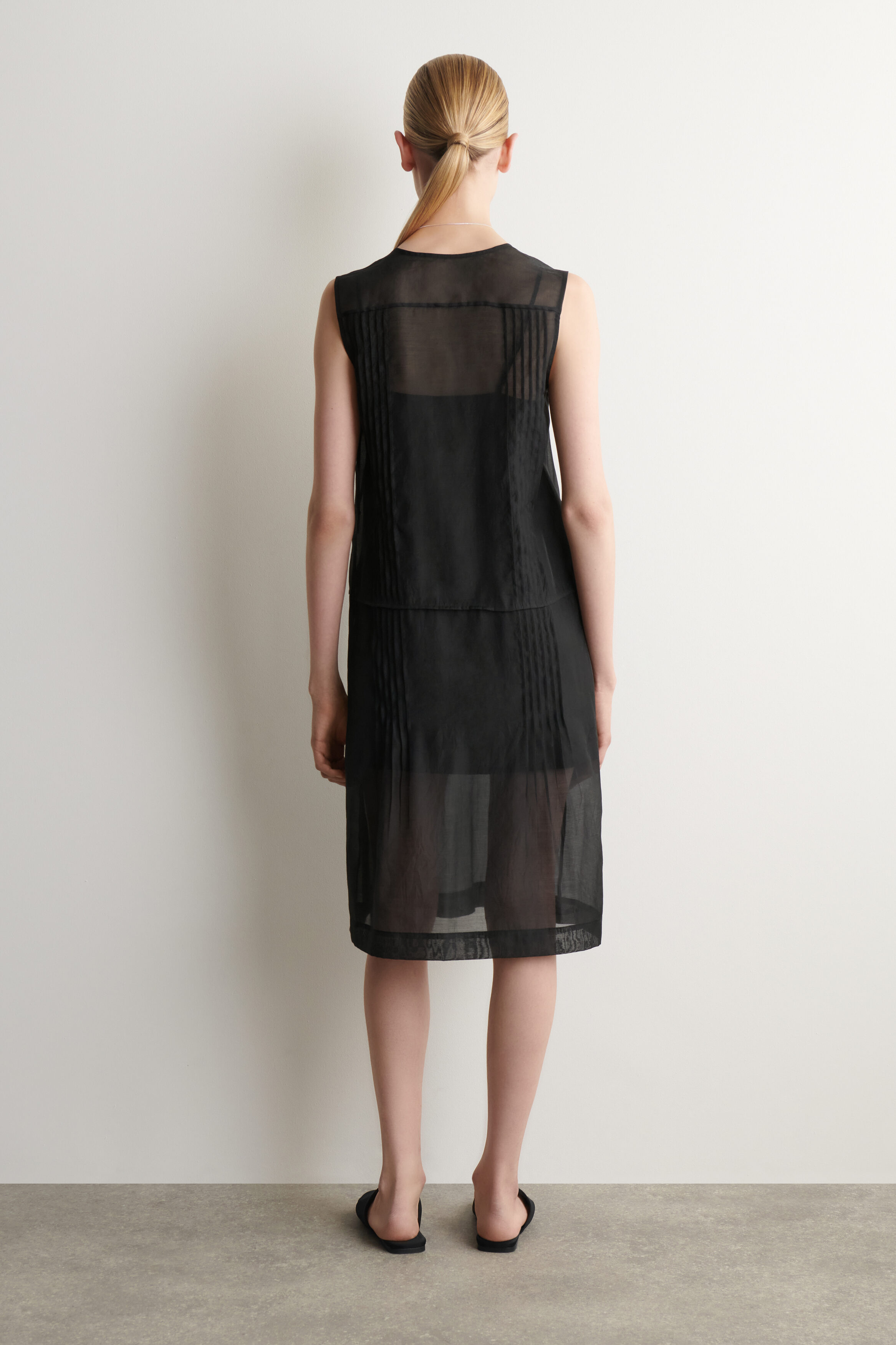 SHEER PINTUCKED DRESS - BLACK | COS US