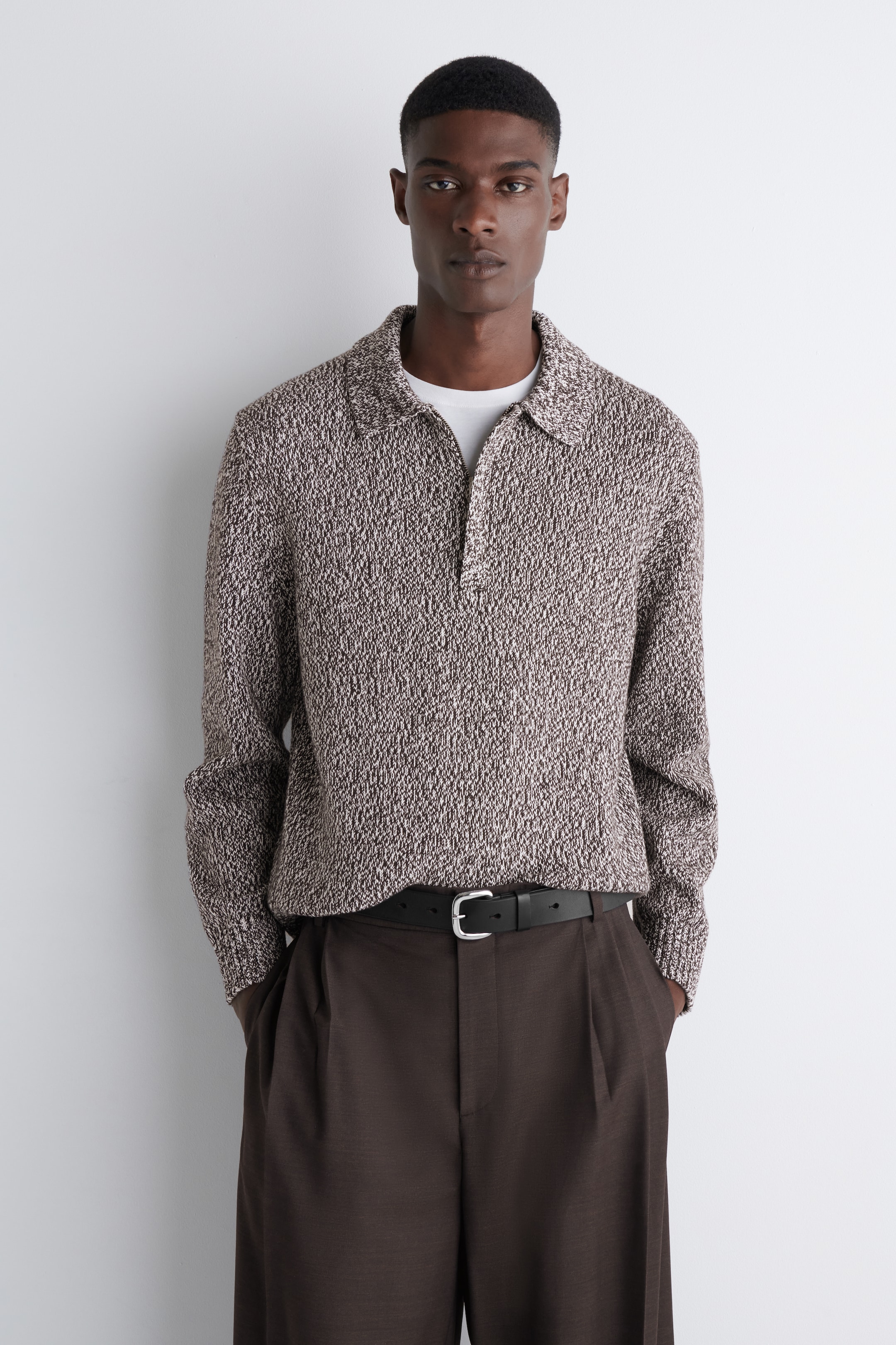 Grösseres Bild ansehen: PULLOVER AUS WOLL-MIX MIT KURZEM REISSVERSCHLUSS - BRAUN/WEISS - HERREN | H&M CH 1