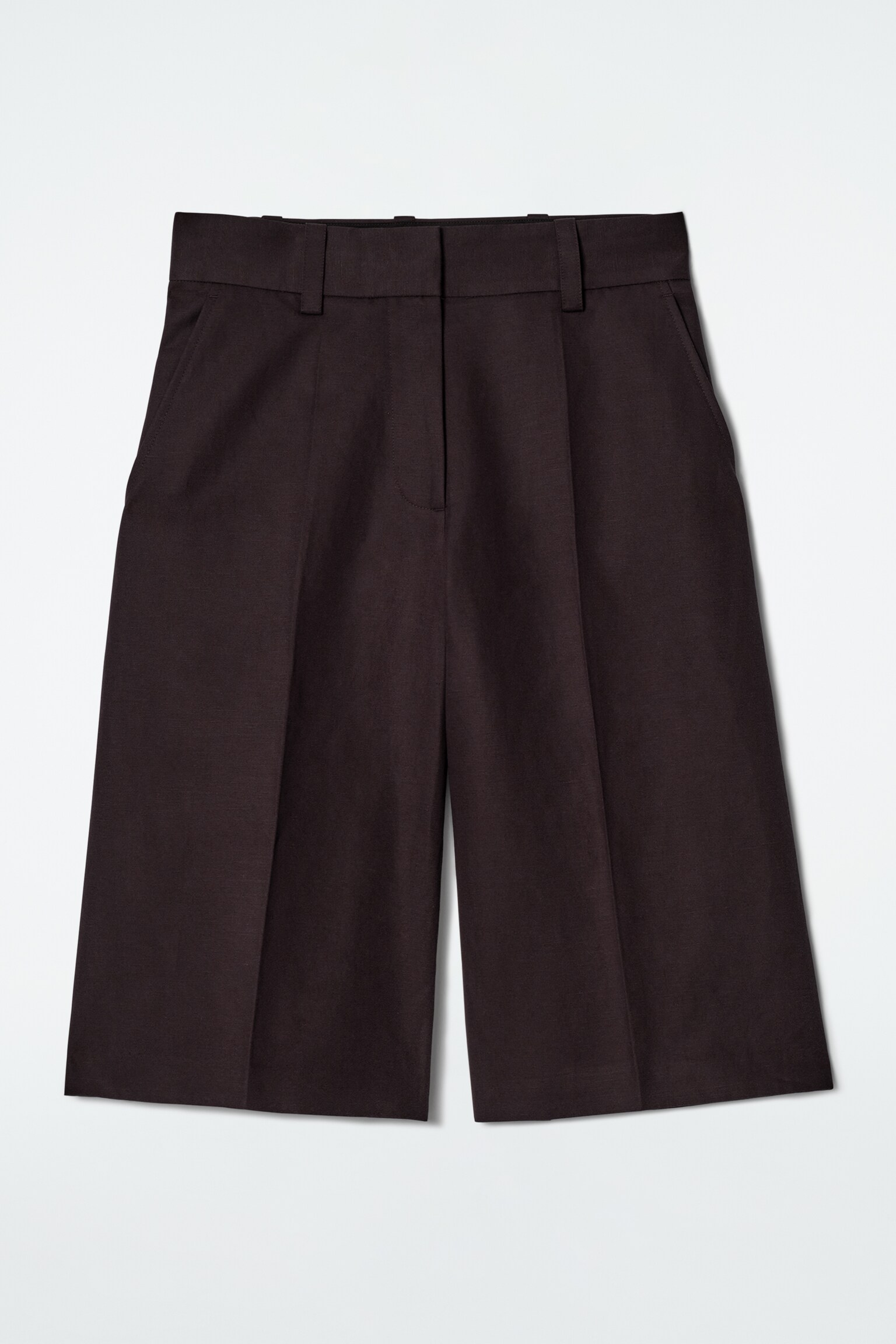 BERMUDAS DE TRAJE EN MEZCLA DE LINO - MARRÓN OSCURO - 2