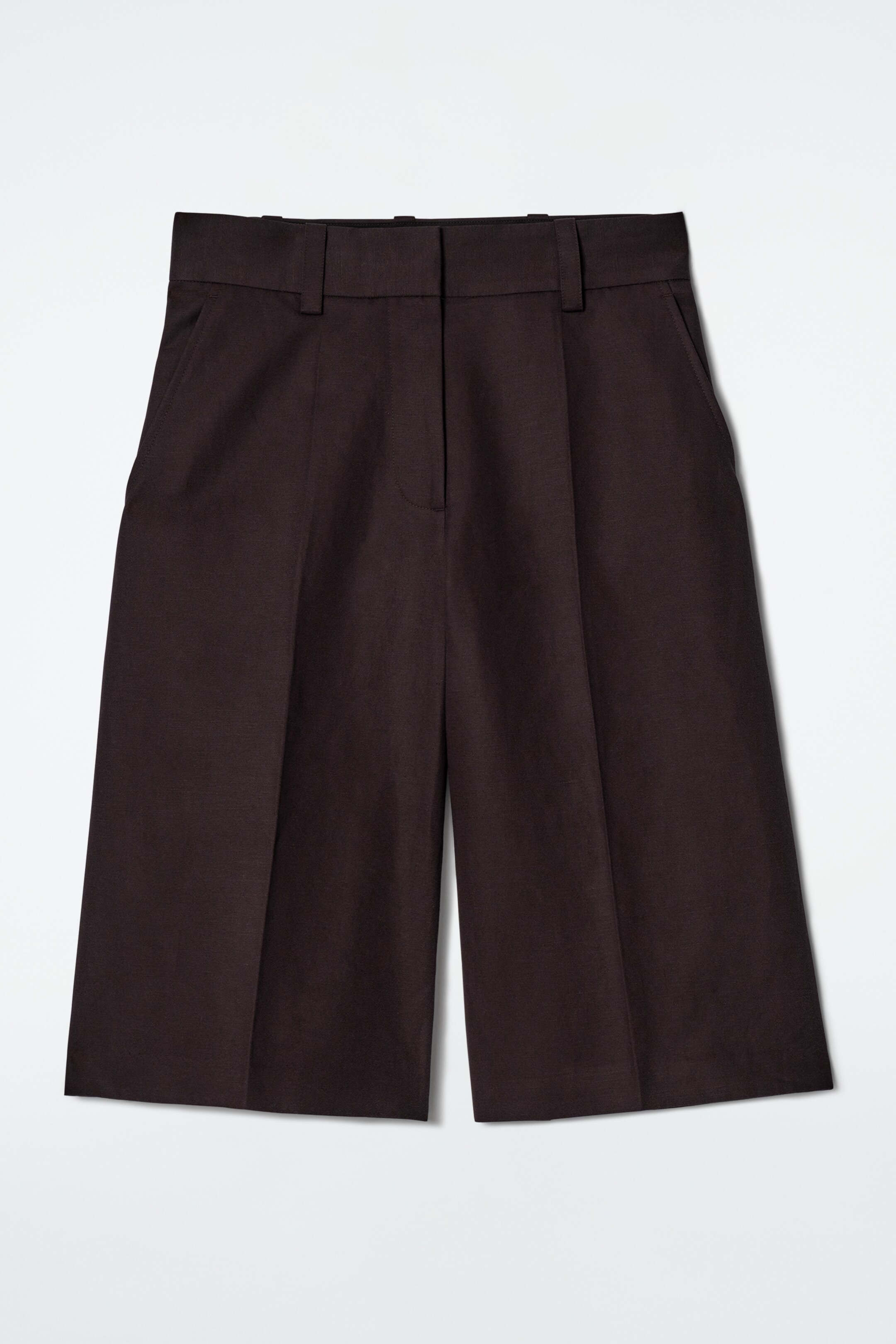 Ver imagem maior: CALÇÕES LONGOS AJUSTADOS EM MISTURA DE LINHO - CASTANHO ESCURO - SENHORA | H&M PT 5