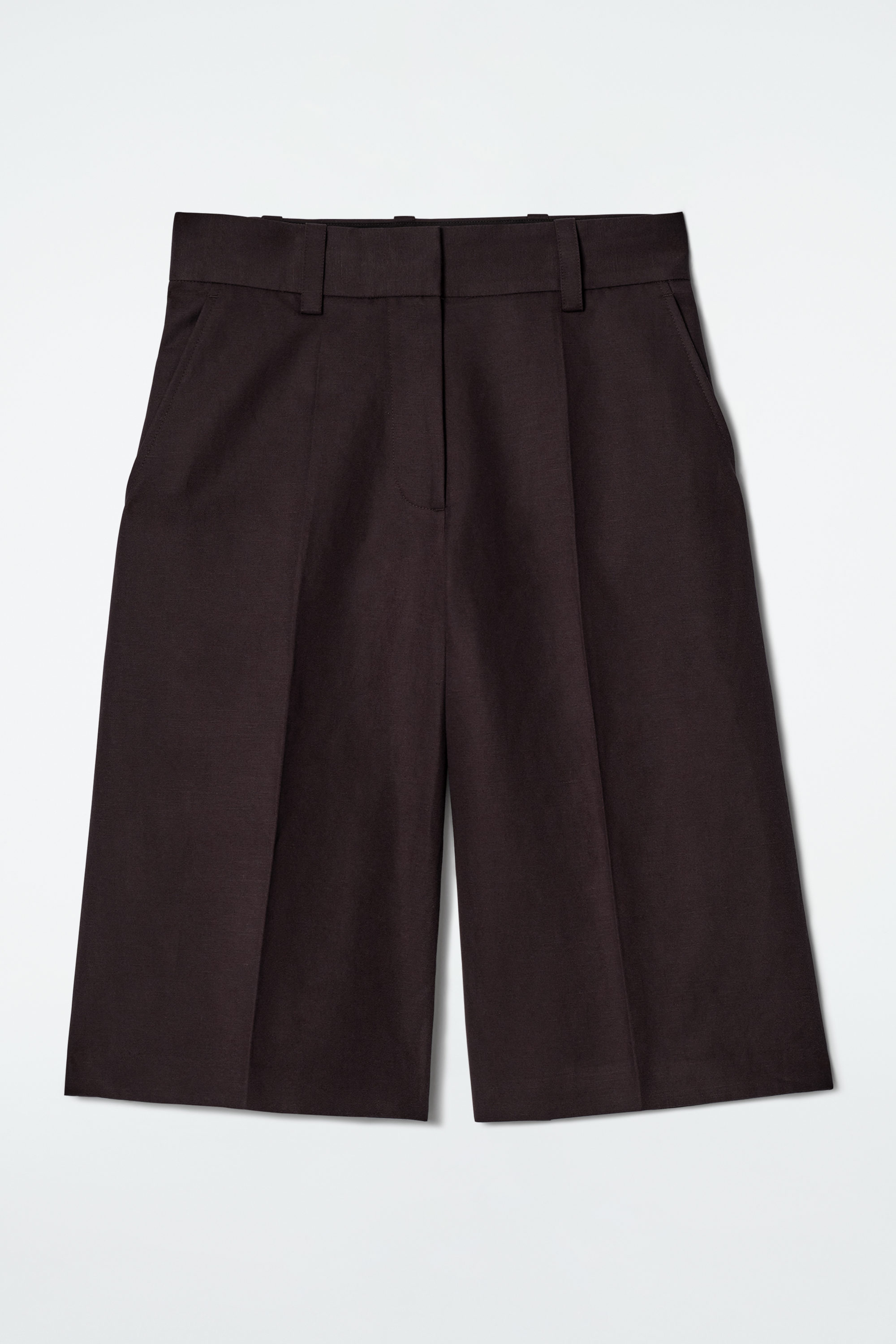 TAILORED ELASTICATED LINEN SHORTS - NAVY | COS US