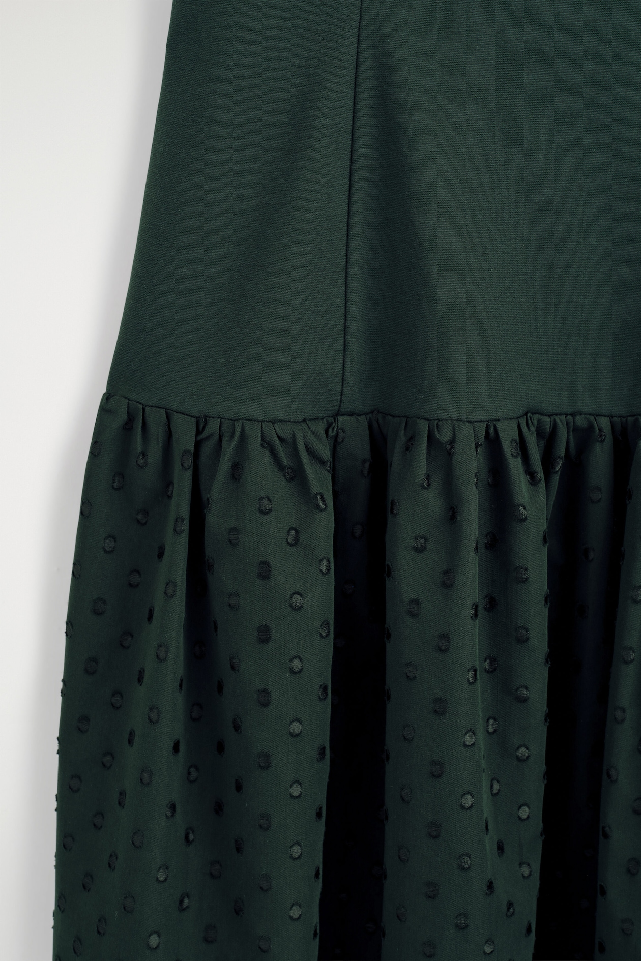 POLKA-DOT SCULPTED DROPPED-WAIST DRESS — GREEN / POLKA DOT