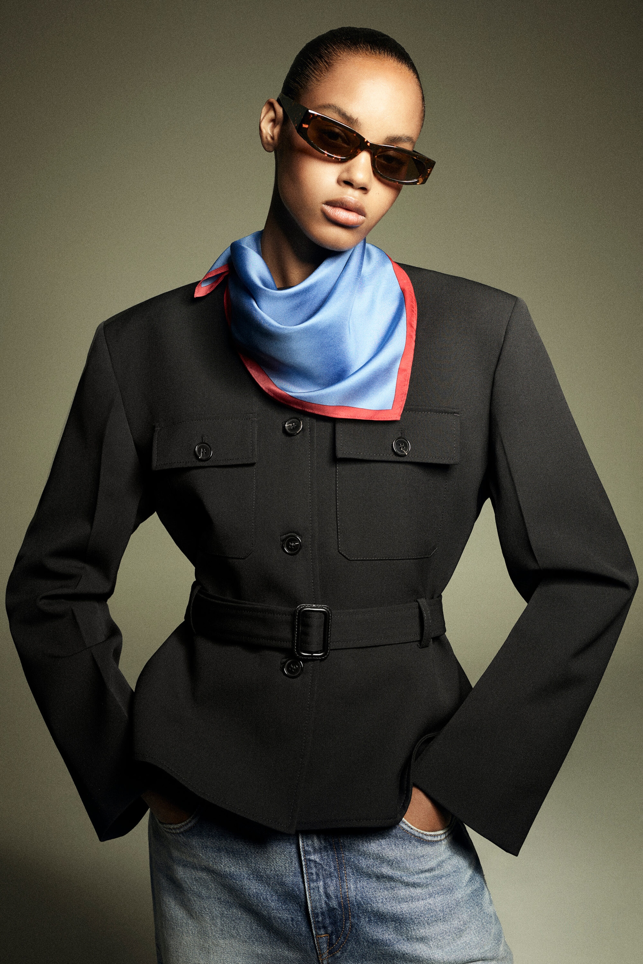 BELTED PEPLUM JACKET