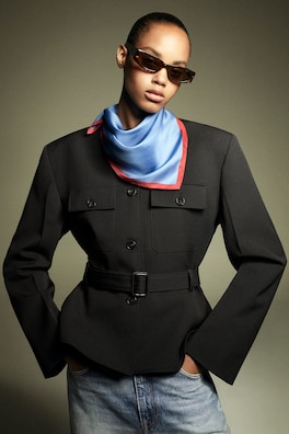 BELTED PEPLUM JACKET — BLACK 8