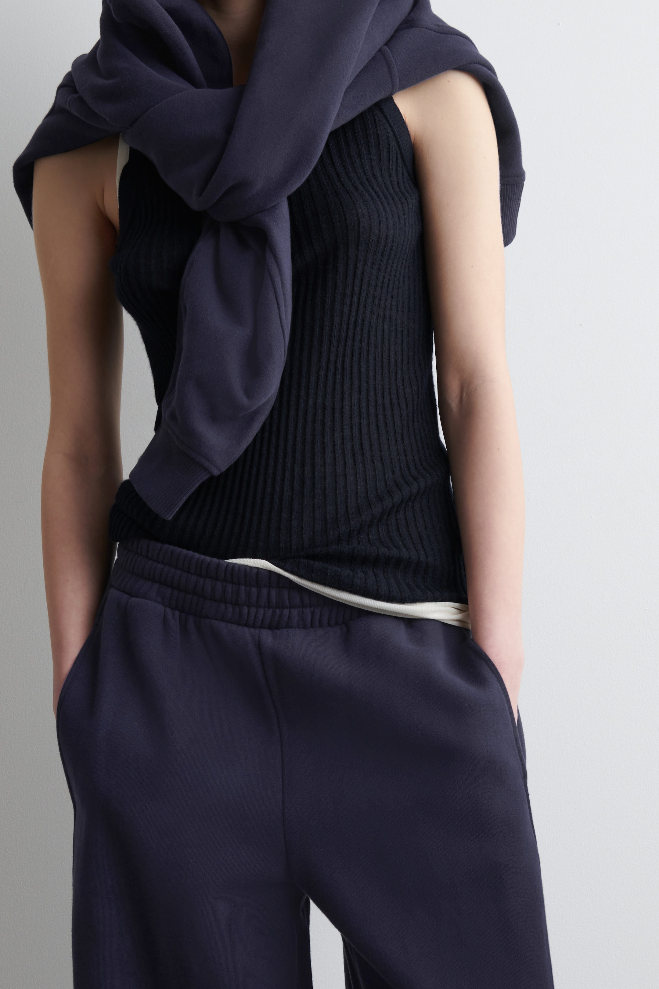 BRUSHED-COTTON WIDE-LEG JOGGERS