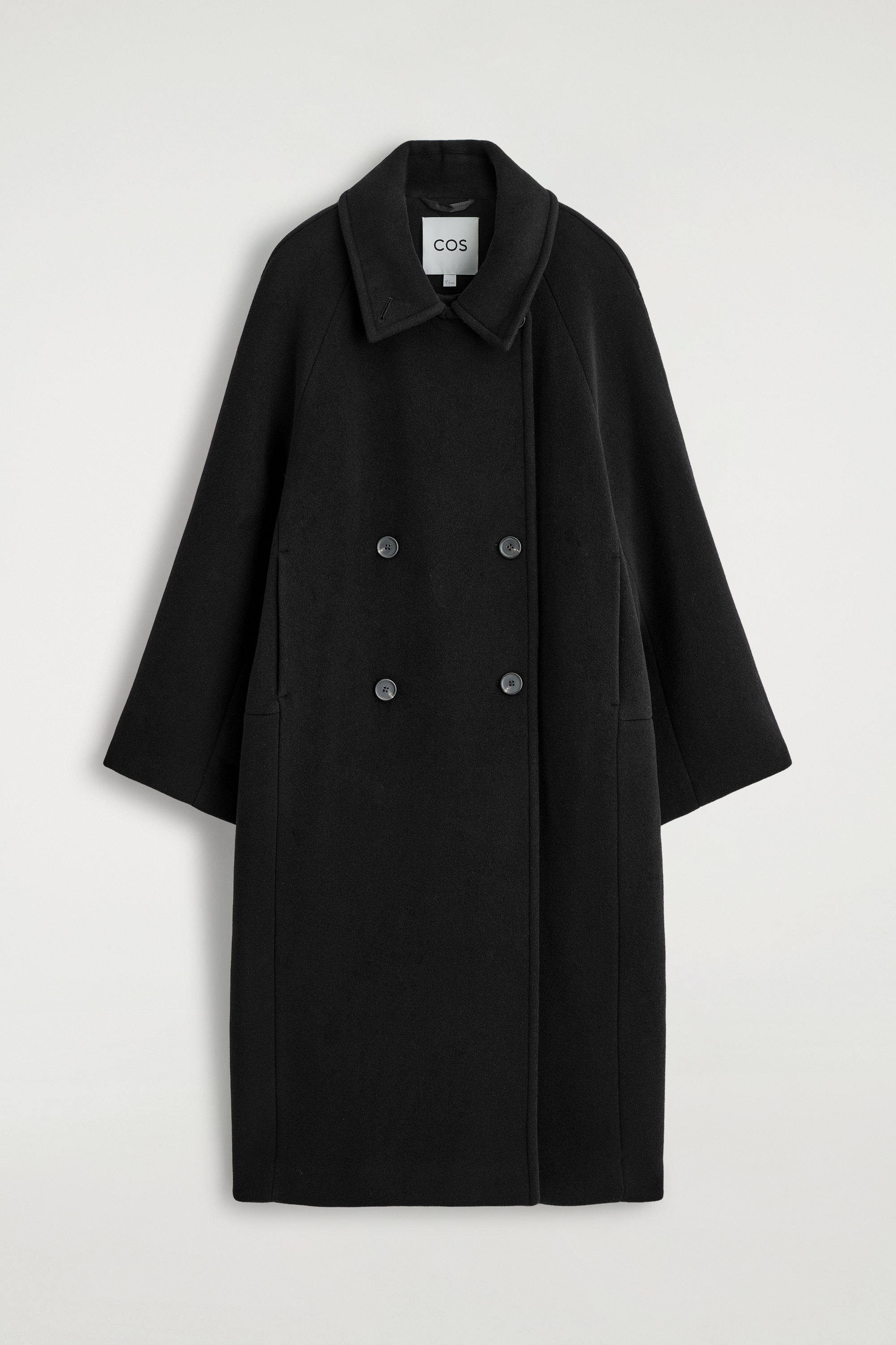 OVERSIZED DOUBLE-BREASTED WOOL LONG COAT - PRETO/VERDE ESCURO