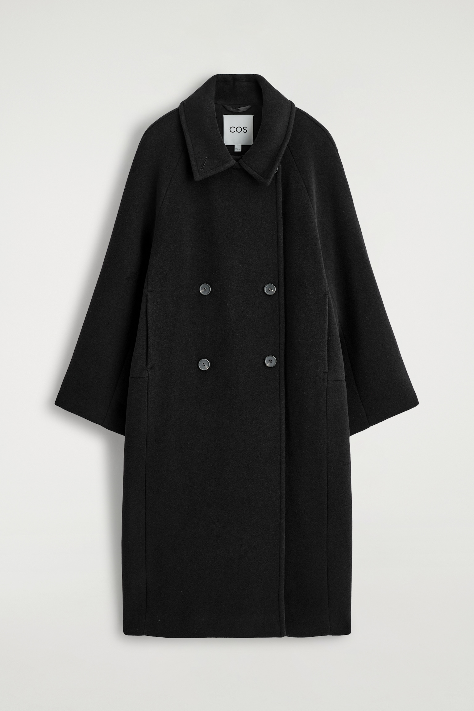 OVERSIZED DOUBLE-BREASTED WOOL COAT - NEGRO/VERDE OSCURO - 2