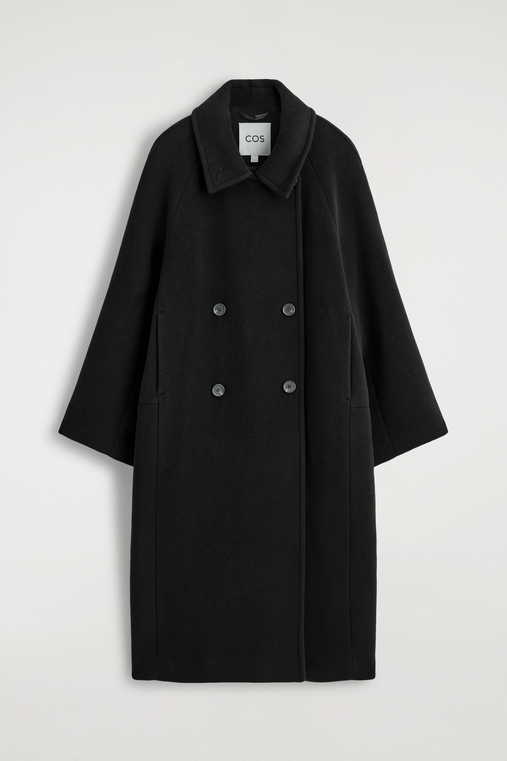 OVERSIZED DOUBLE-BREASTED WOOL LONG COAT