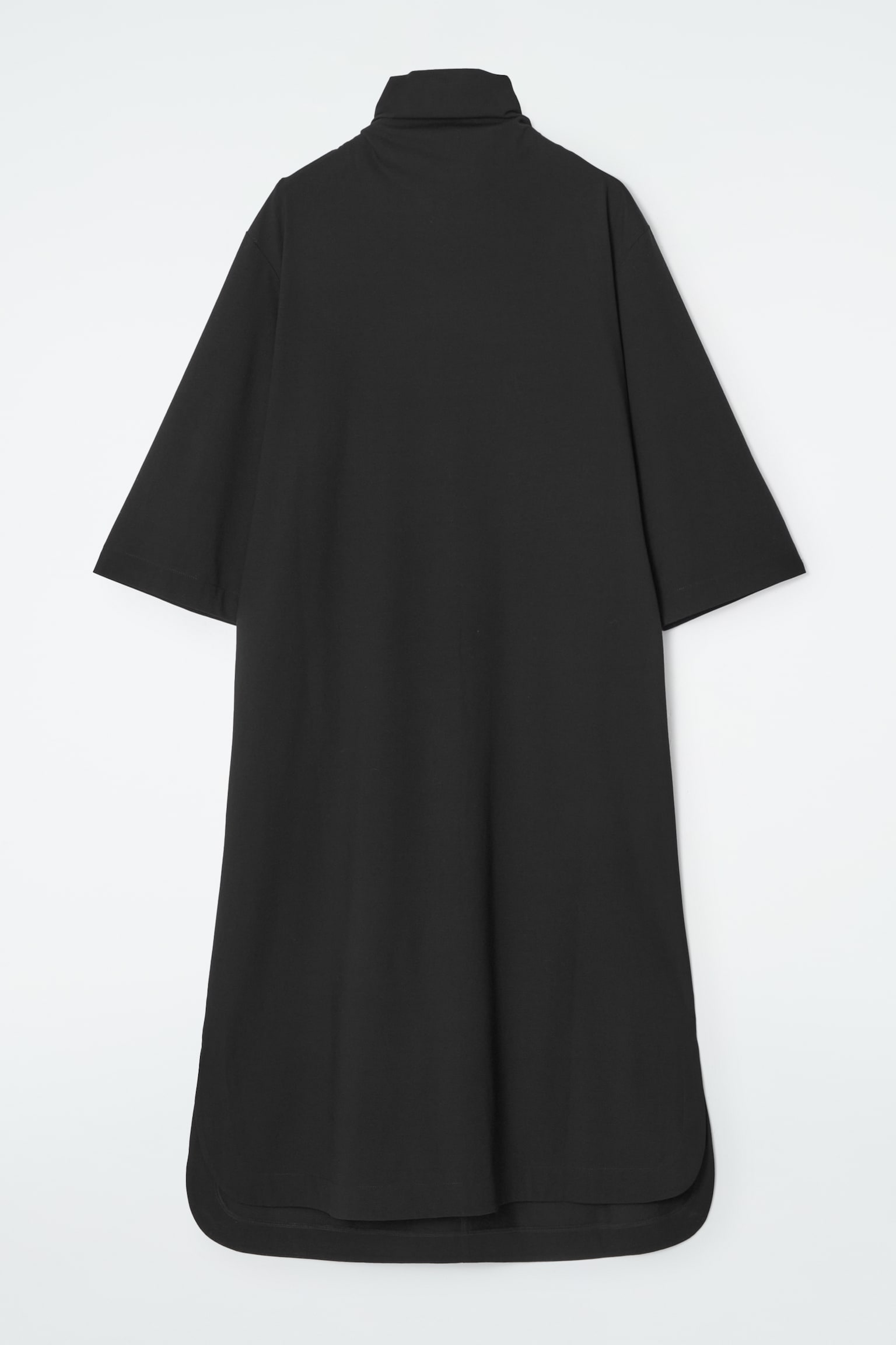 TIE-DETAIL TURTLENECK DRESS - BLACK