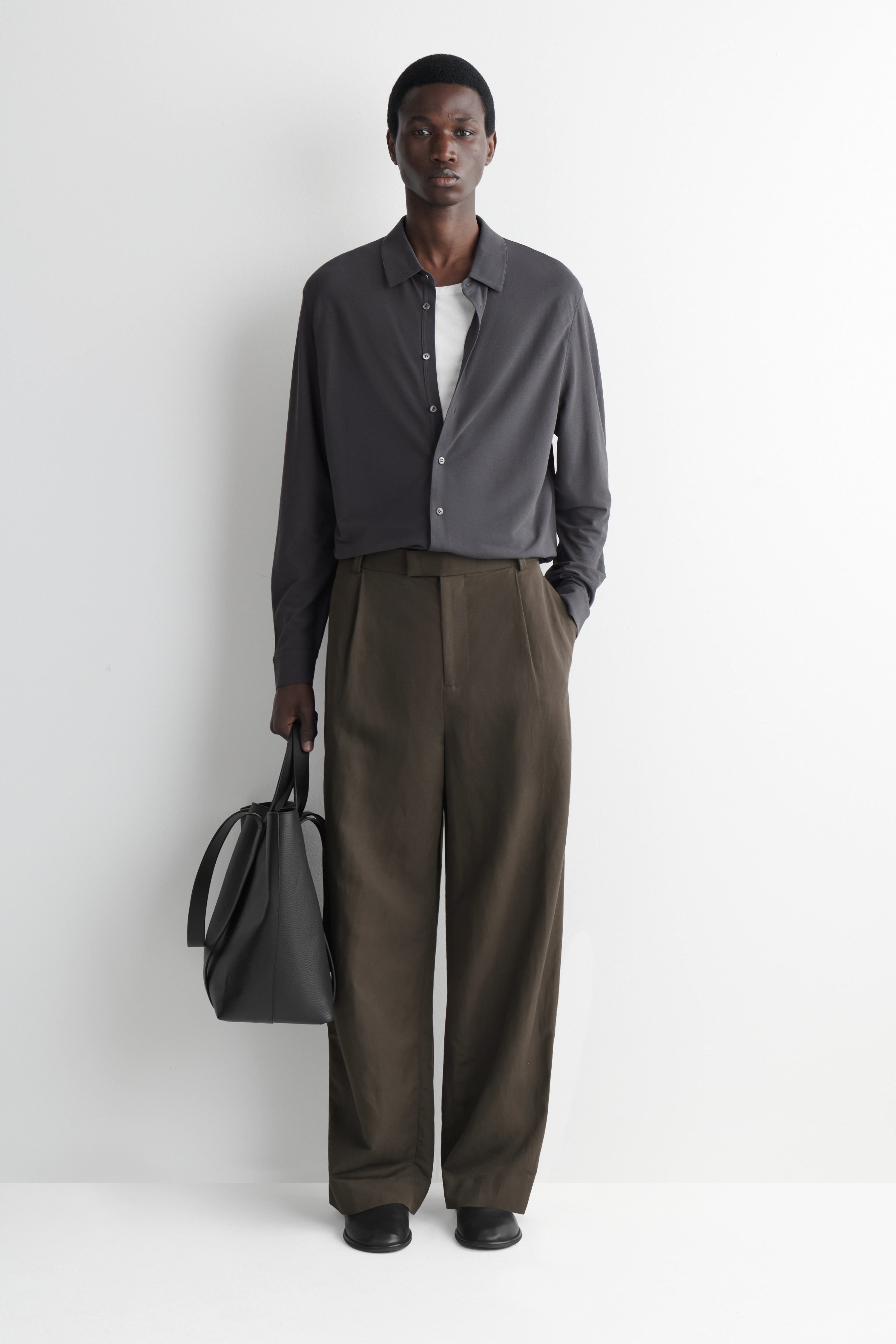 DRAPED COTTON-JERSEY SHIRT