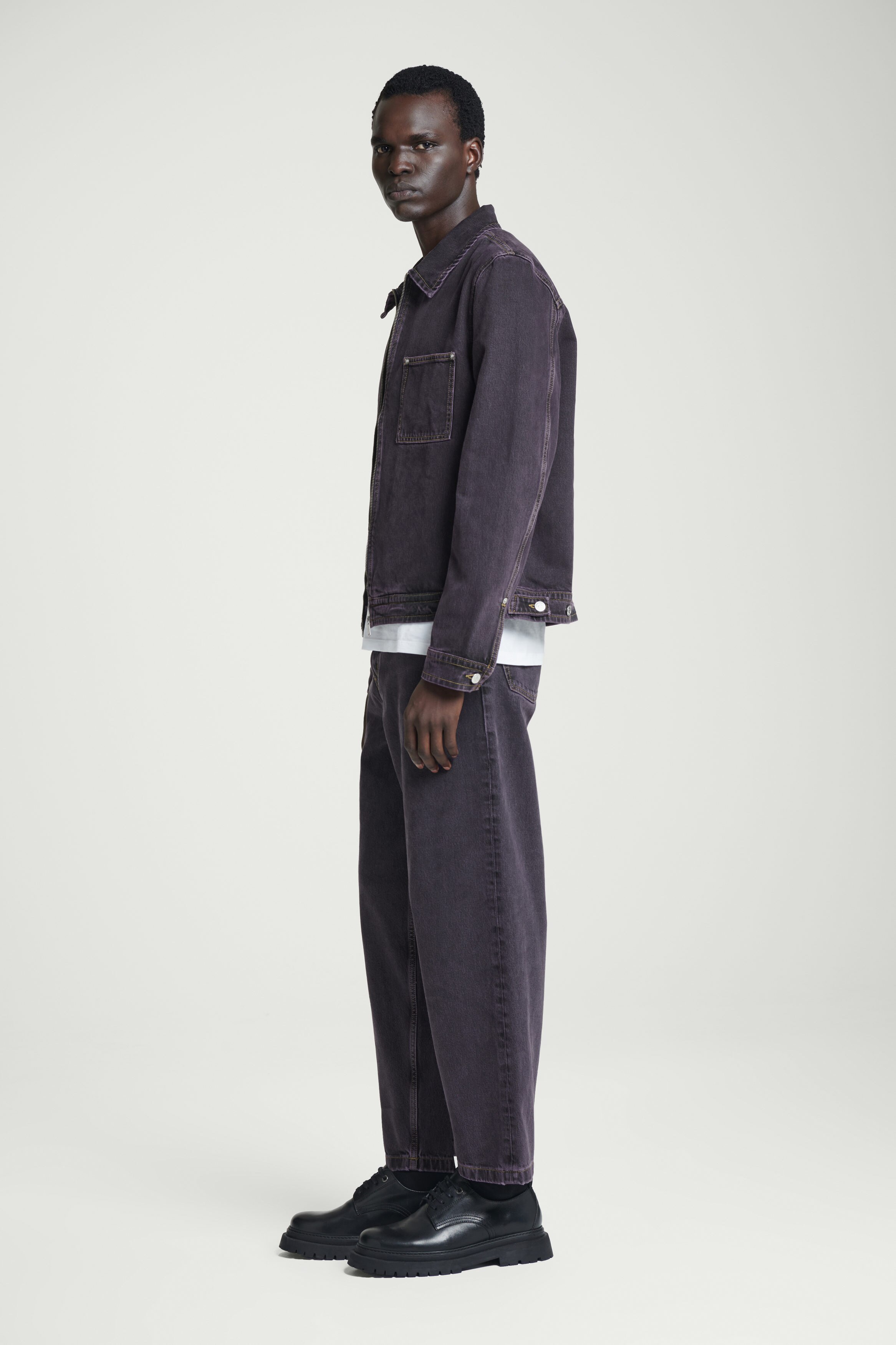 BOXY DENIM ZIP-UP JACKET - PURPLE OVERDYE | COS