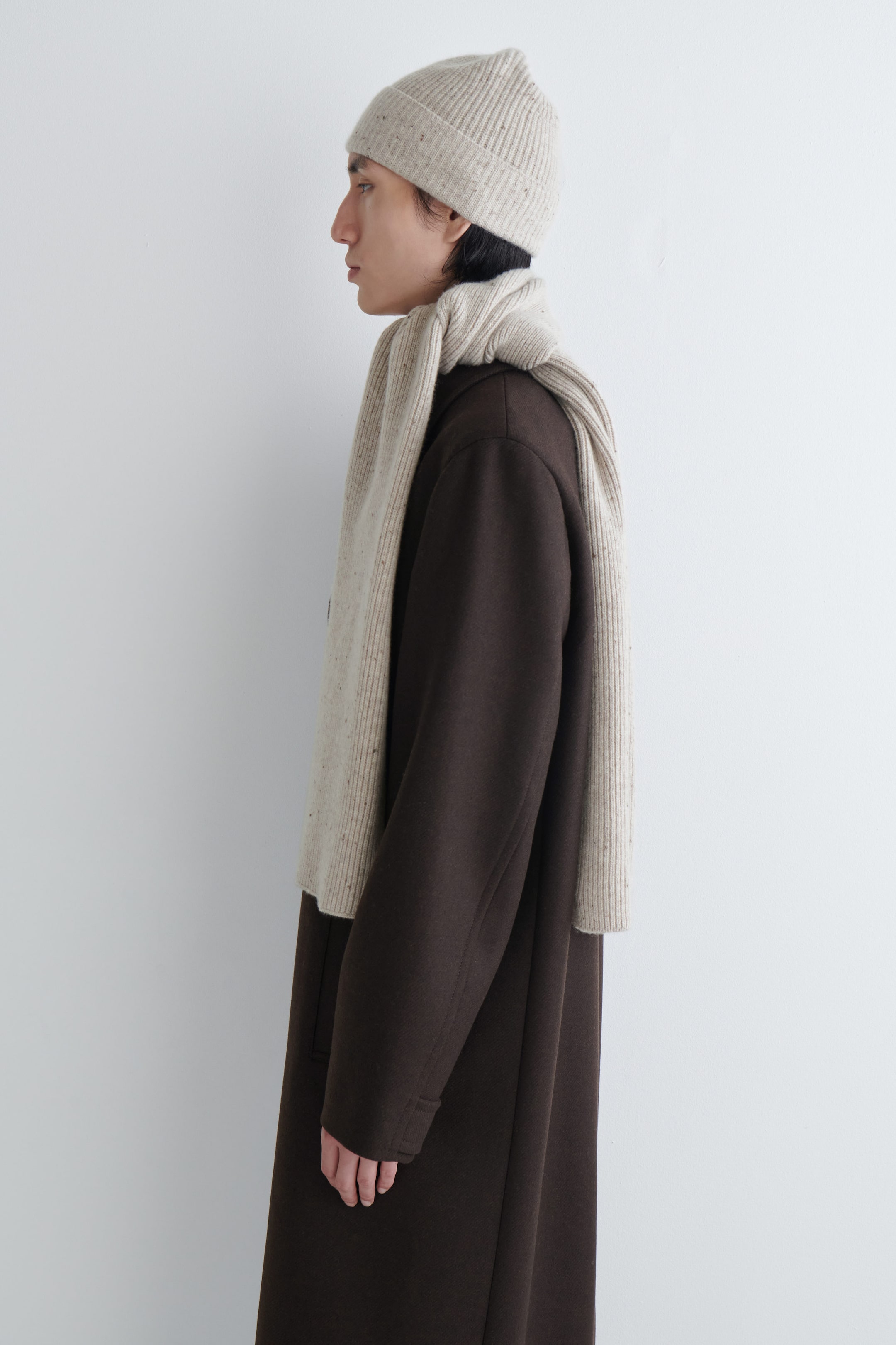 RIBBED WOOL-CASHMERE SCARF