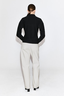 WAISTED CREPE-JERSEY SHIRT — BLACK 5