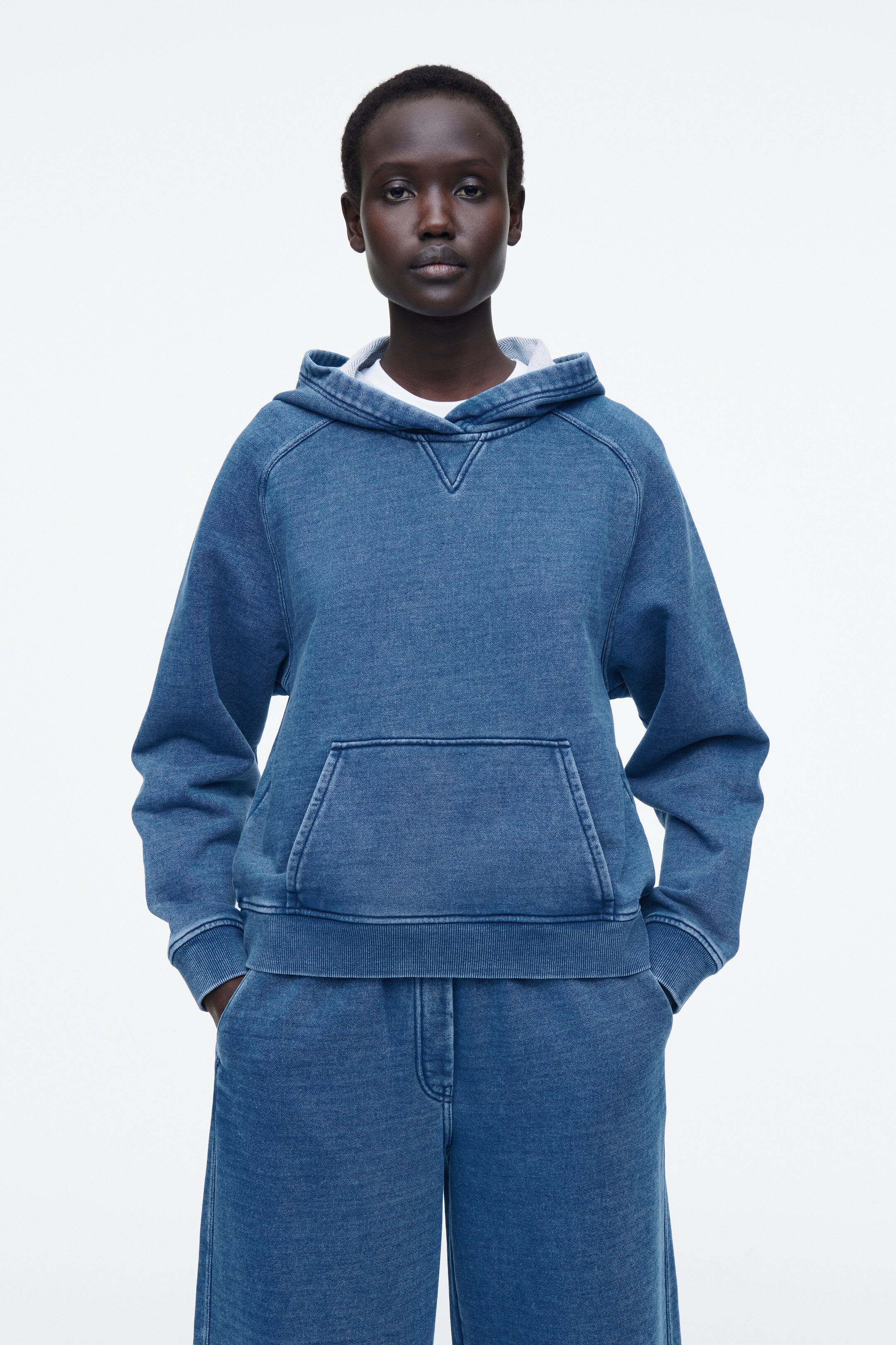 Agrandir l'image: SWEAT À CAPUCHE EN JERSEY FAÇON DENIM - BLEU - FEMME | H&M FR 1