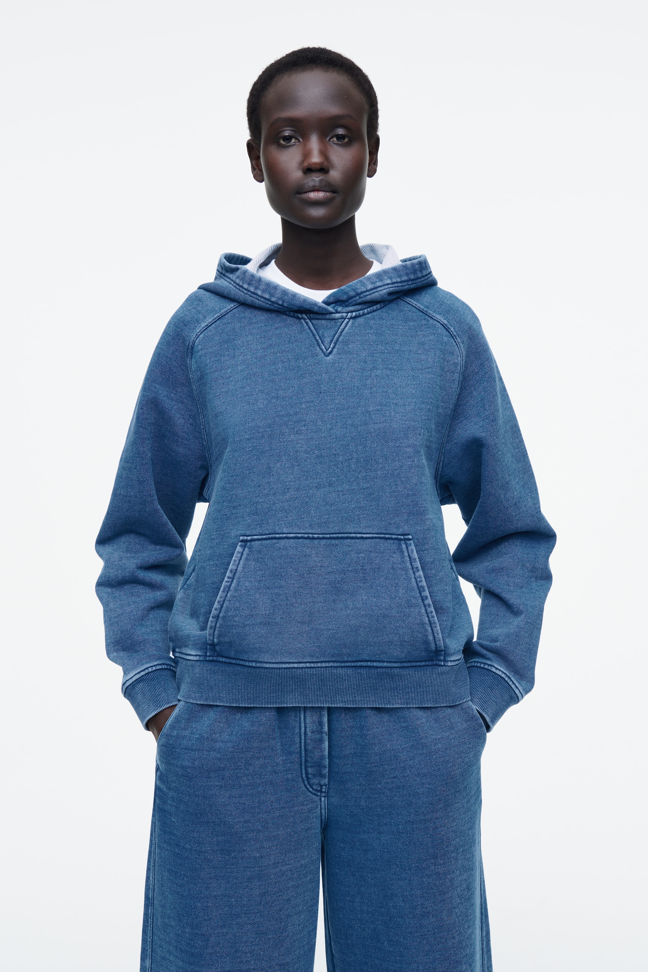 Visualizza immagine più grande: FELPA CON CAPPUCCIO IN JERSEY LAVAGGIO DENIM - BLU - DONNA | H&M IT 1