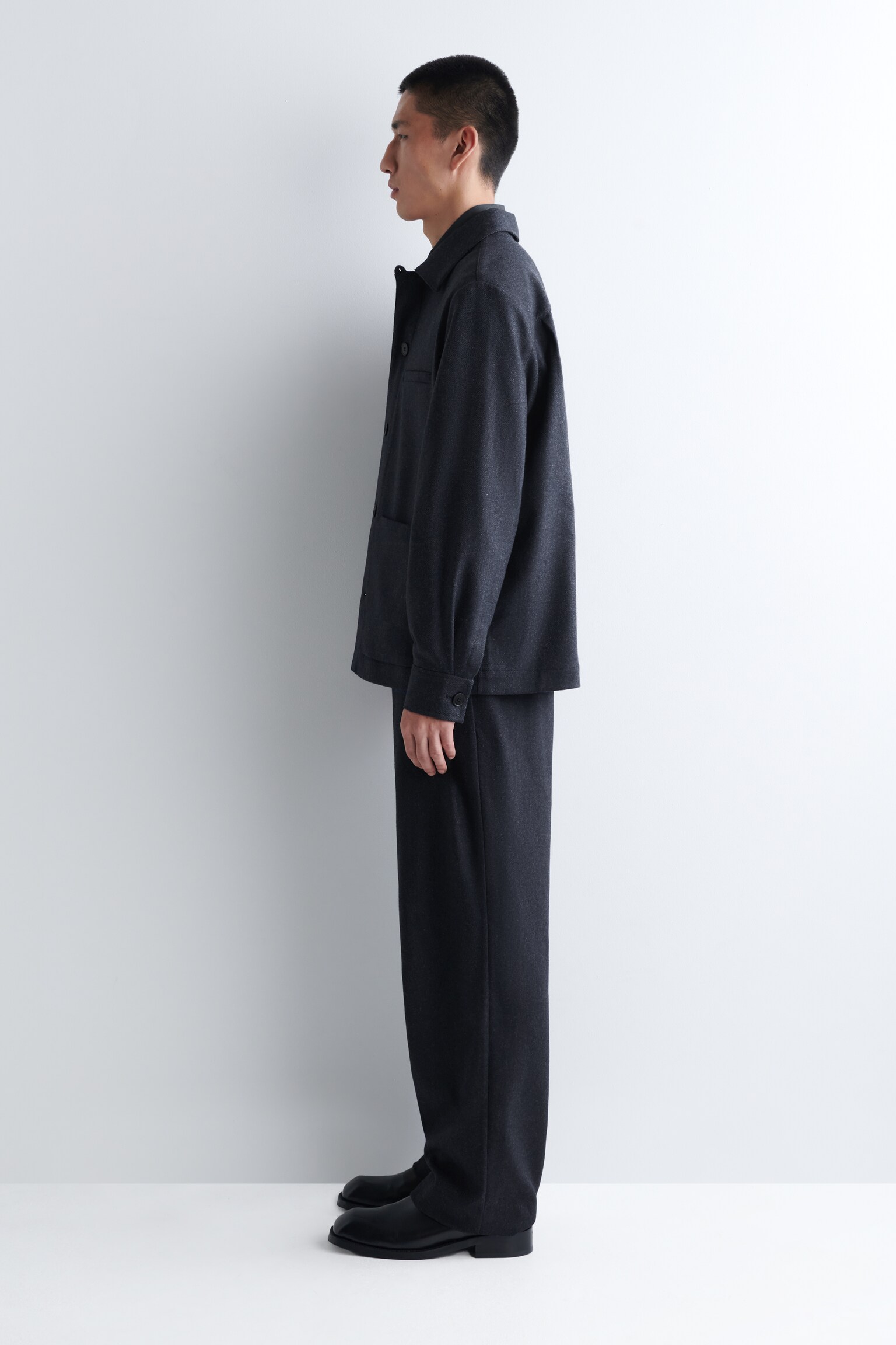 WOOL OVERSHIRT - CHARCOAL / HERRINGBONE/GREY / BIRDSEYE - 7