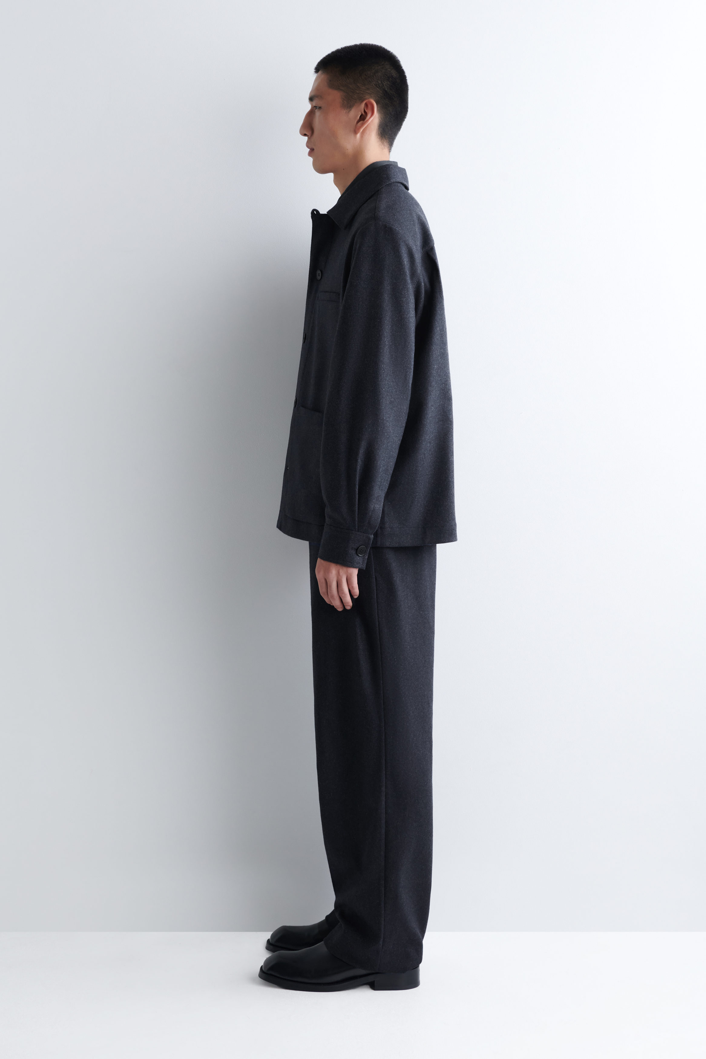 WOOL OVERSHIRT - CHARCOAL / HERRINGBONE | COS US