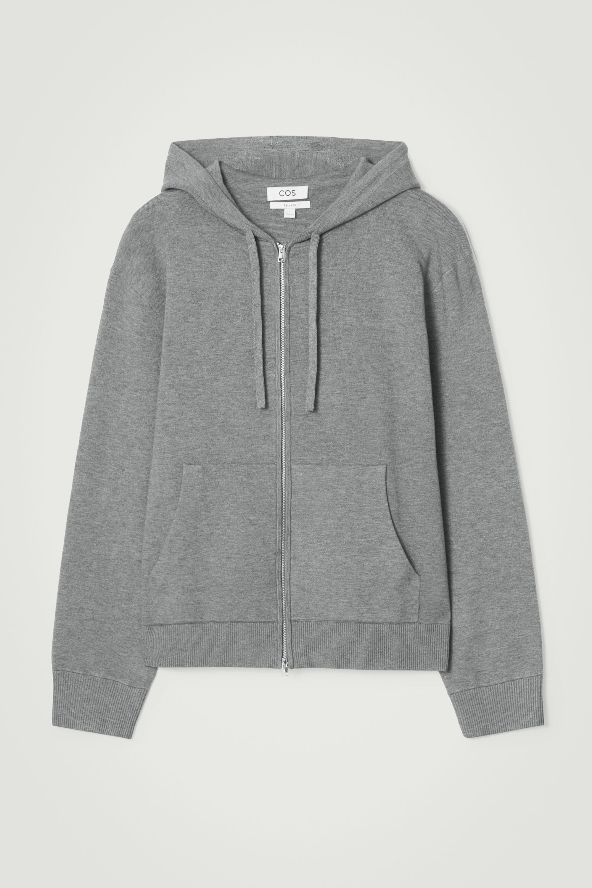 KNITTED ZIP-UP HOODIE - GRAY MÉLANGE | COS