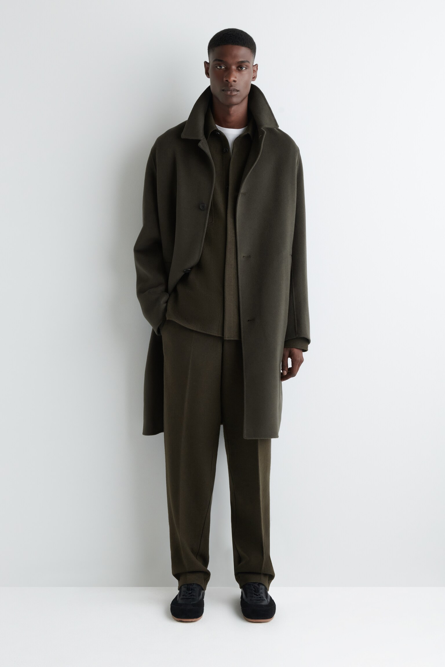 RELAXED BOILED-WOOL OVERSHIRT - DARK KHAKI/DARK BROWN - 4
