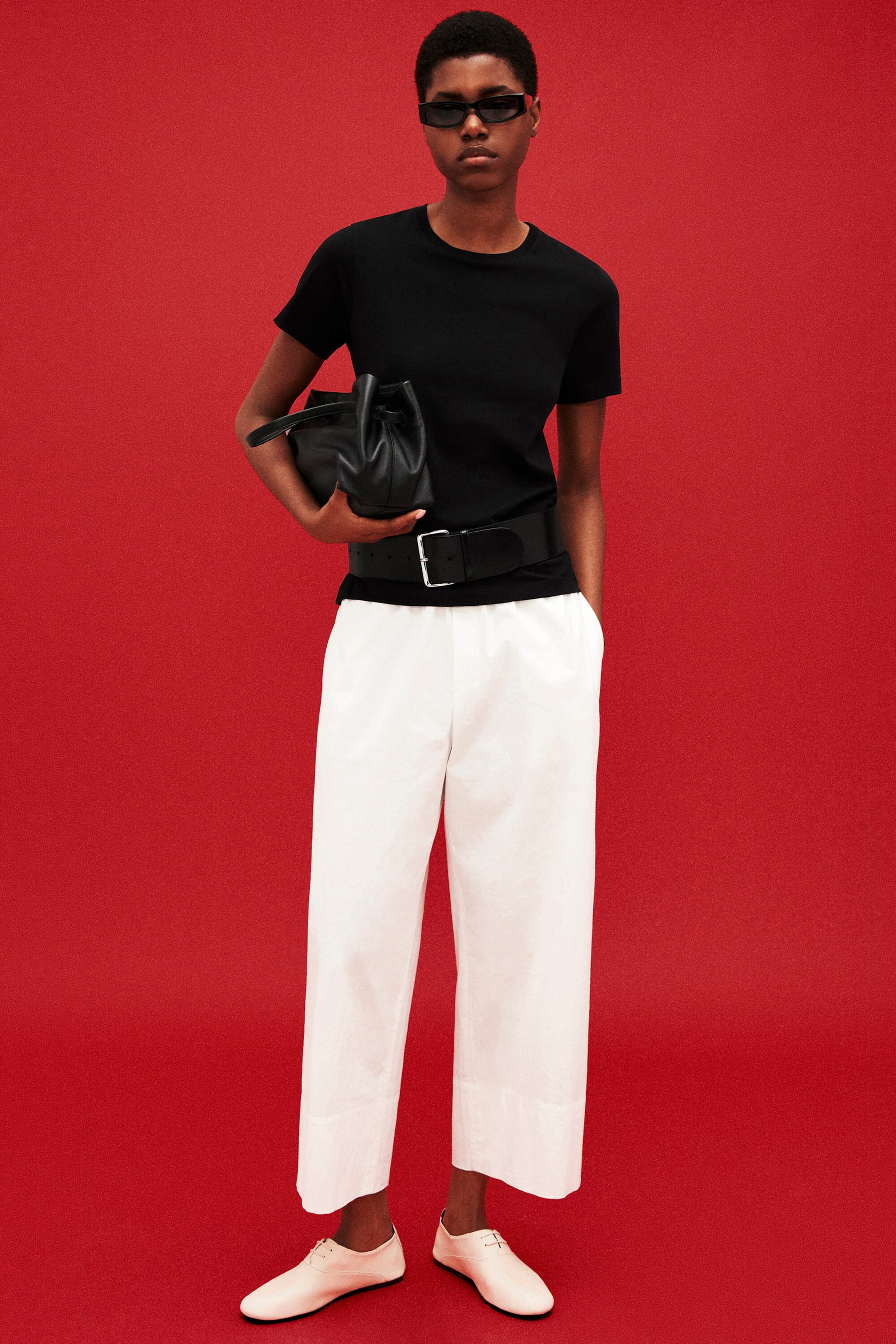 COTTON STRAIGHT-LEG DRAWSTRING TROUSERS