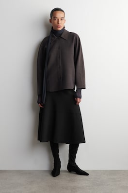 ROUNDED WOOL-BLEND SHIRT — BROWN 2