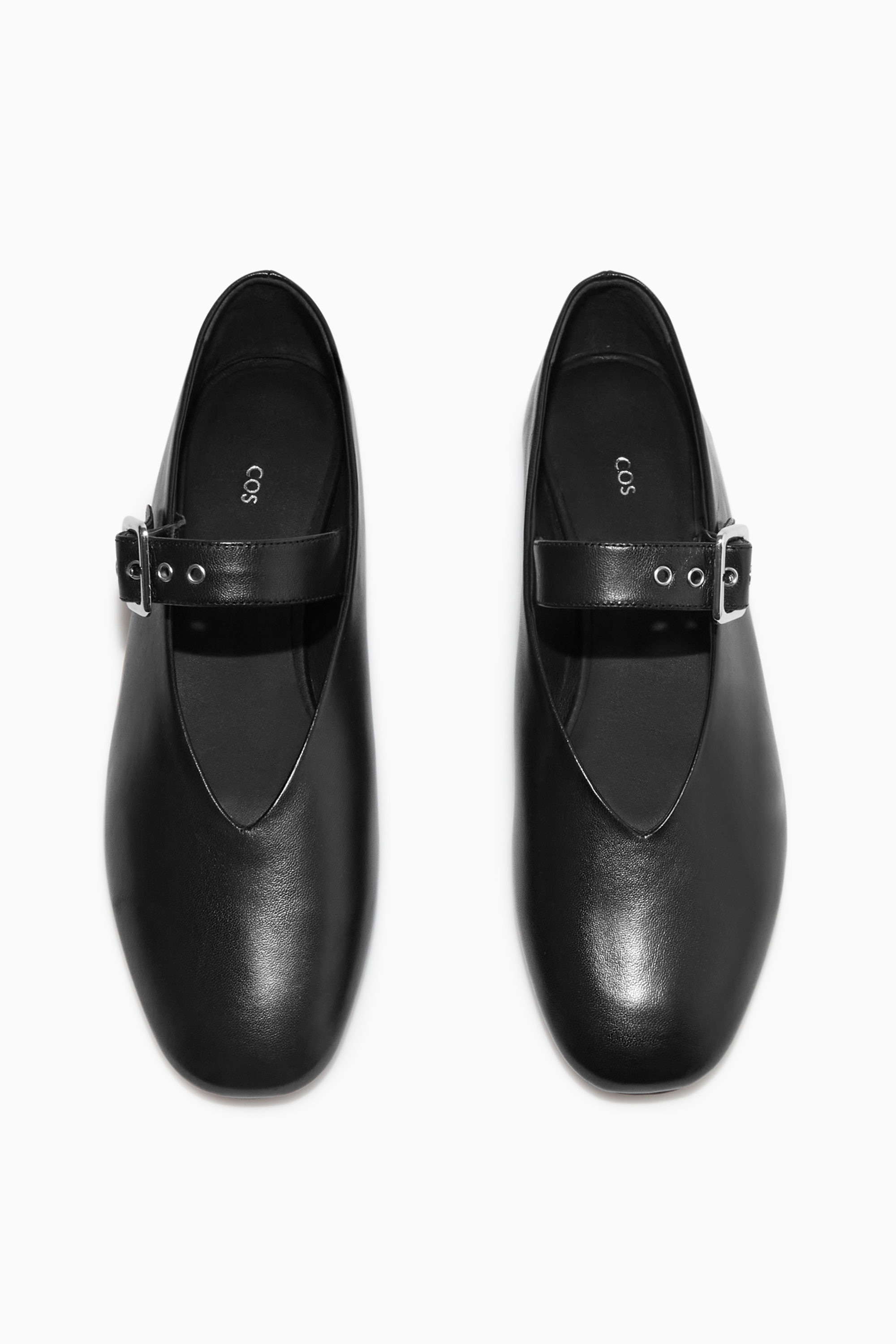 LEATHER MARY-JANE FLATS - BLACK | COS