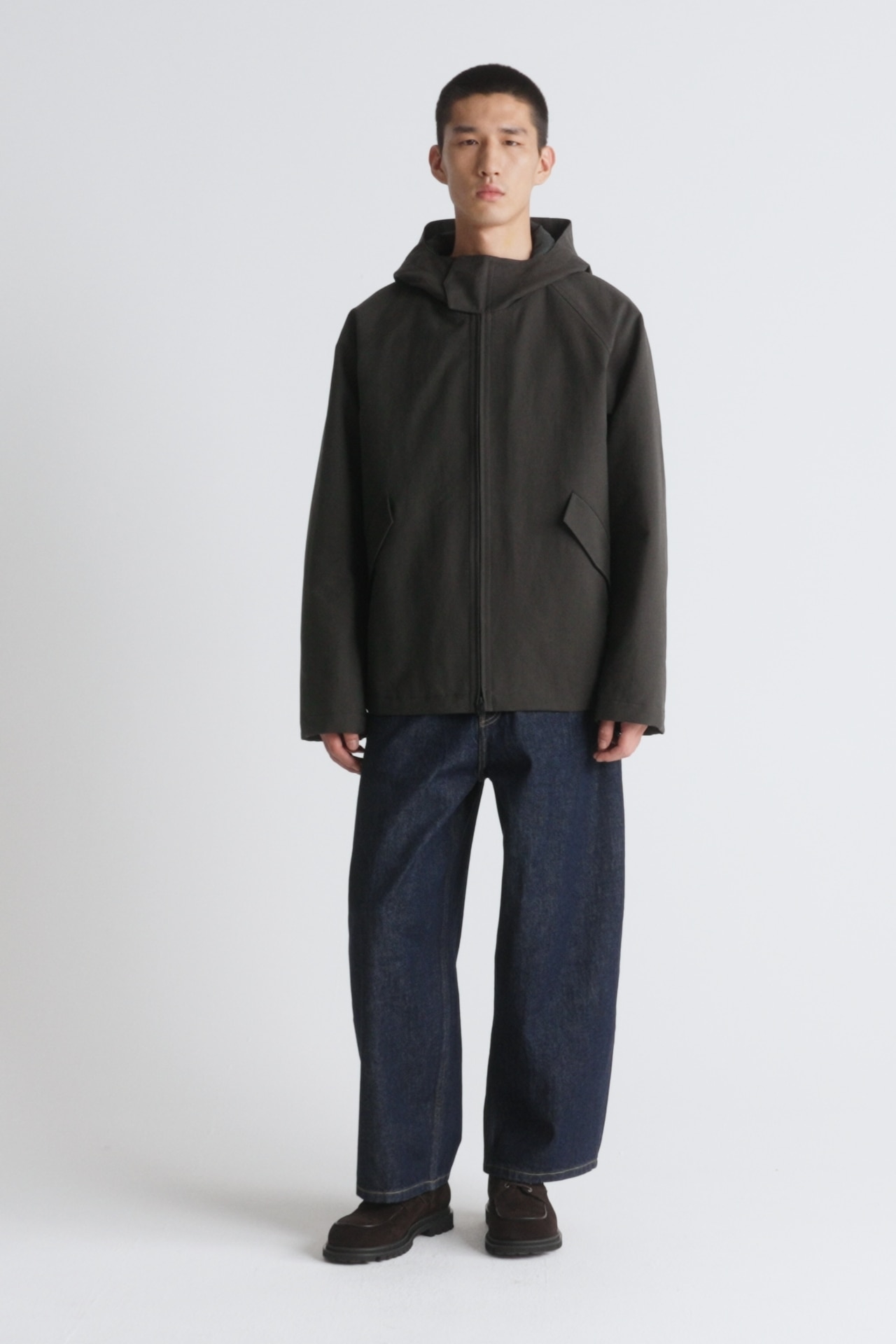 TECHNICAL COTTON HOODED JACKET - DARK GREEN | COS US