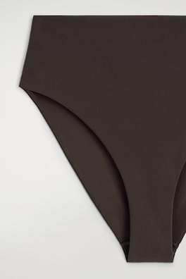 TEXTURED HIGH-WAISTED BIKINI BRIEFS — BROWN 4
