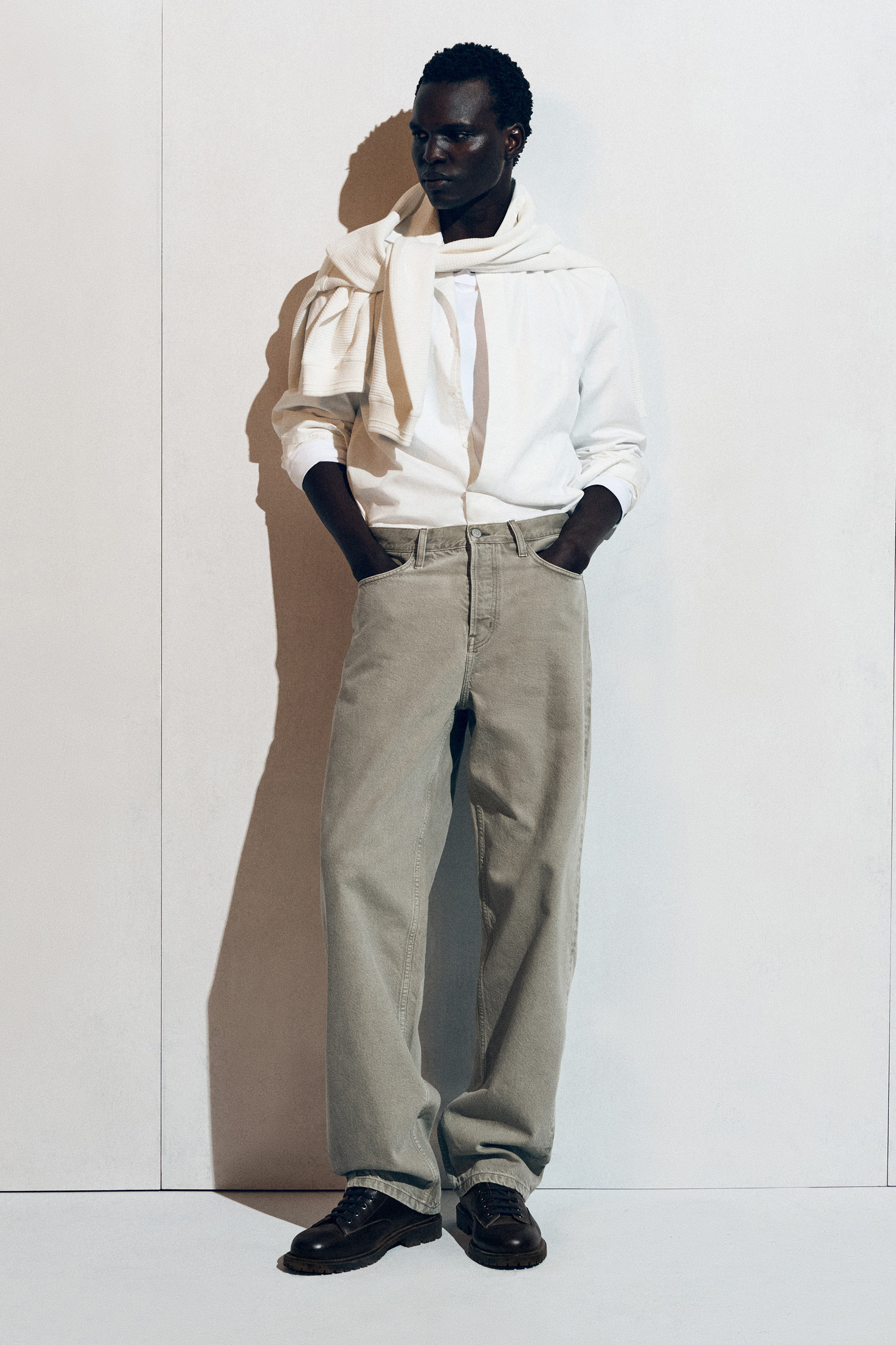 RIDER RELAXED-FIT STRAIGHT-LEG JEANS - LIGHT KHAKI | COS CA