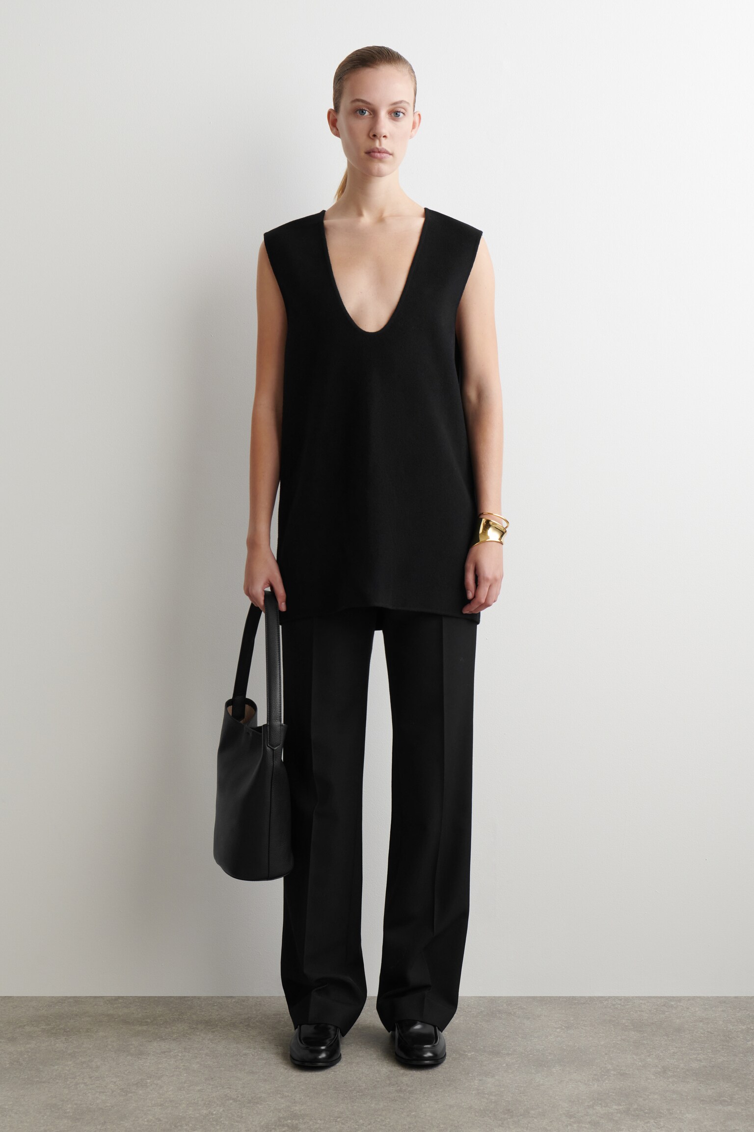 DOUBLE-FACED WOOL VEST - BLACK - 7