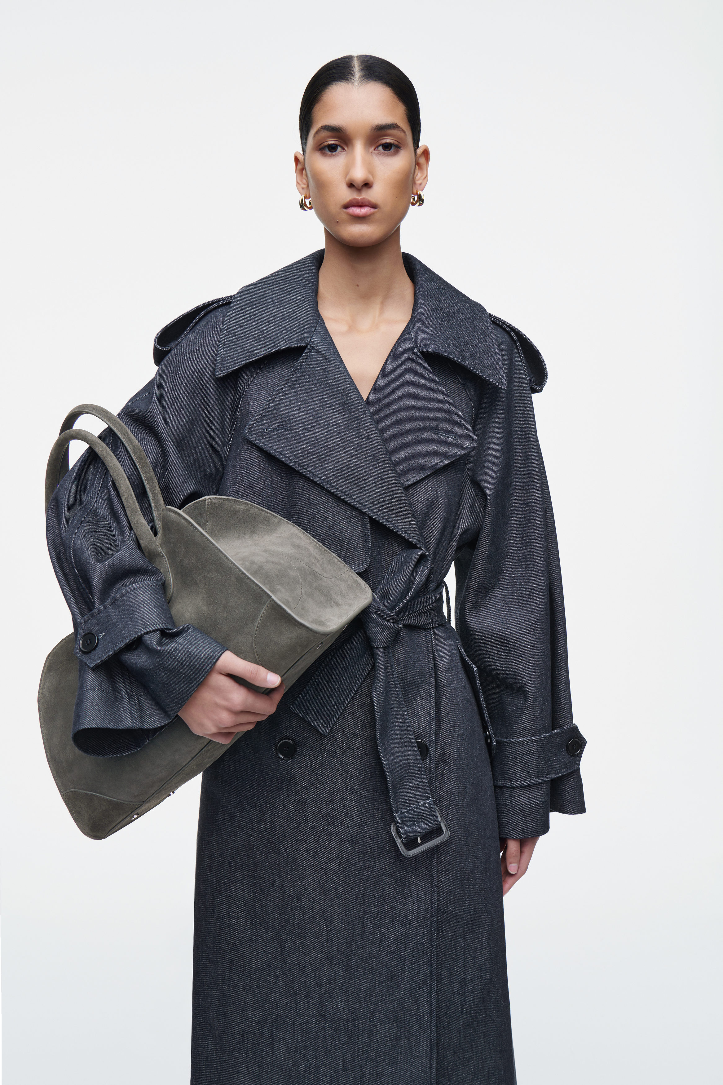 SMALL STUDIO BOWLING BAG - LEATHER - GRAY | COS